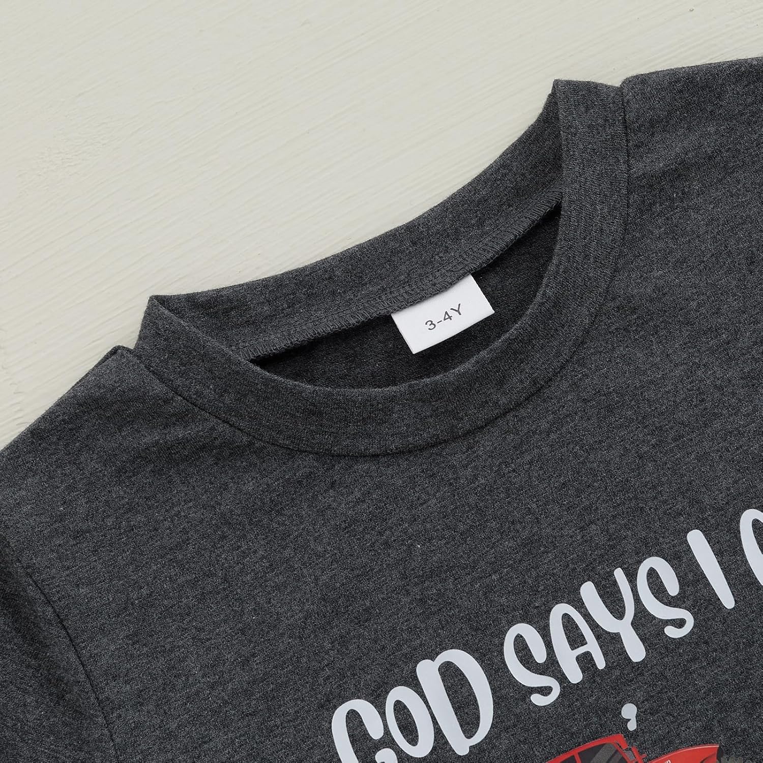 Kids Toddler Little Boys Christian Shirts God Says I Am Construction Bible Verse Truck Excavator T-Shirt - Image 4