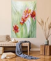 Vista 21 de Lunarable Tapiz abstracto, diseño floral de cachemira batik, adorno dibujado a mano, decoración de tela para colgar en la pared para dormitorio