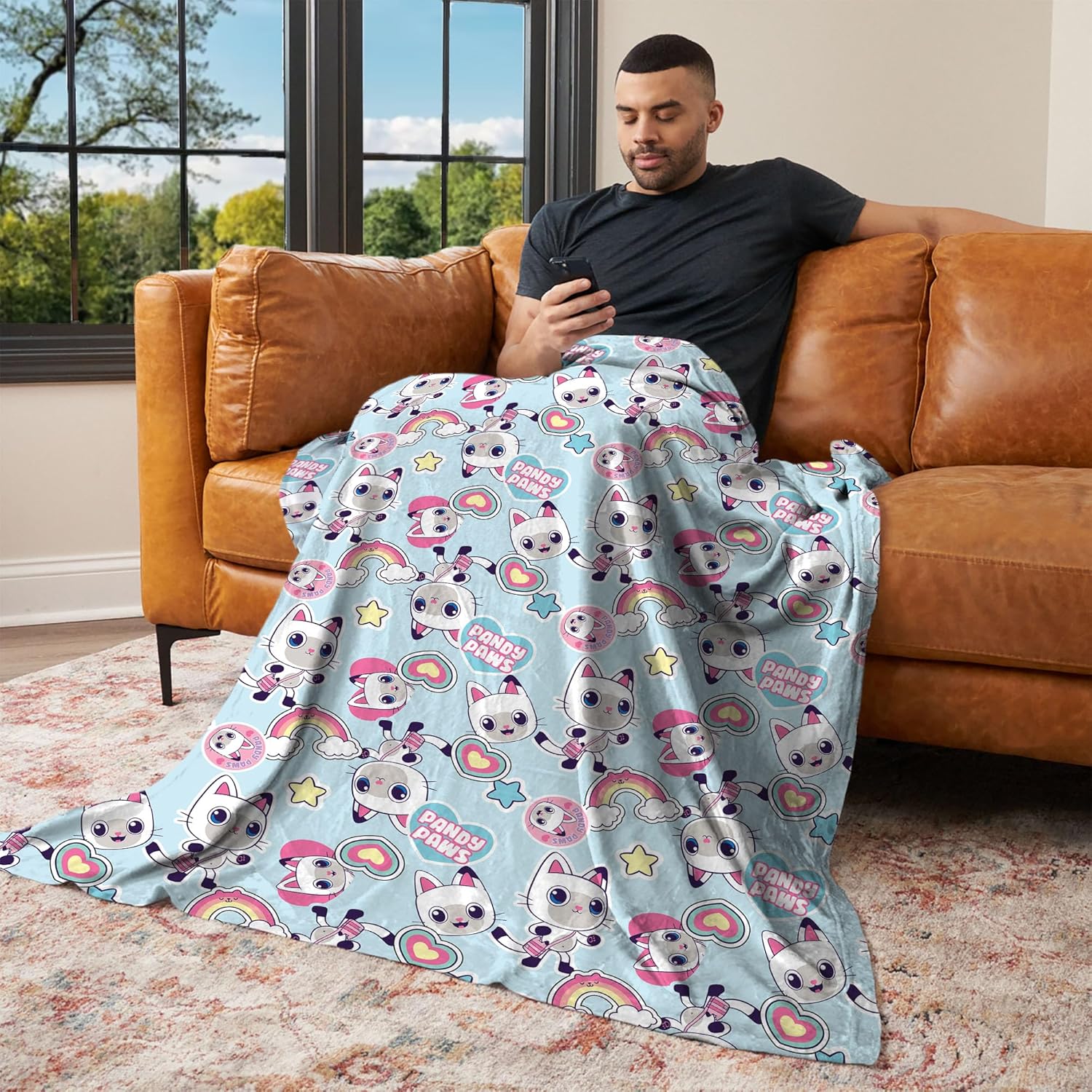 Northwest Universal Gabby's Dollhouse Pandy Paws Silk Touch Throw Blanket, 50x60 inches