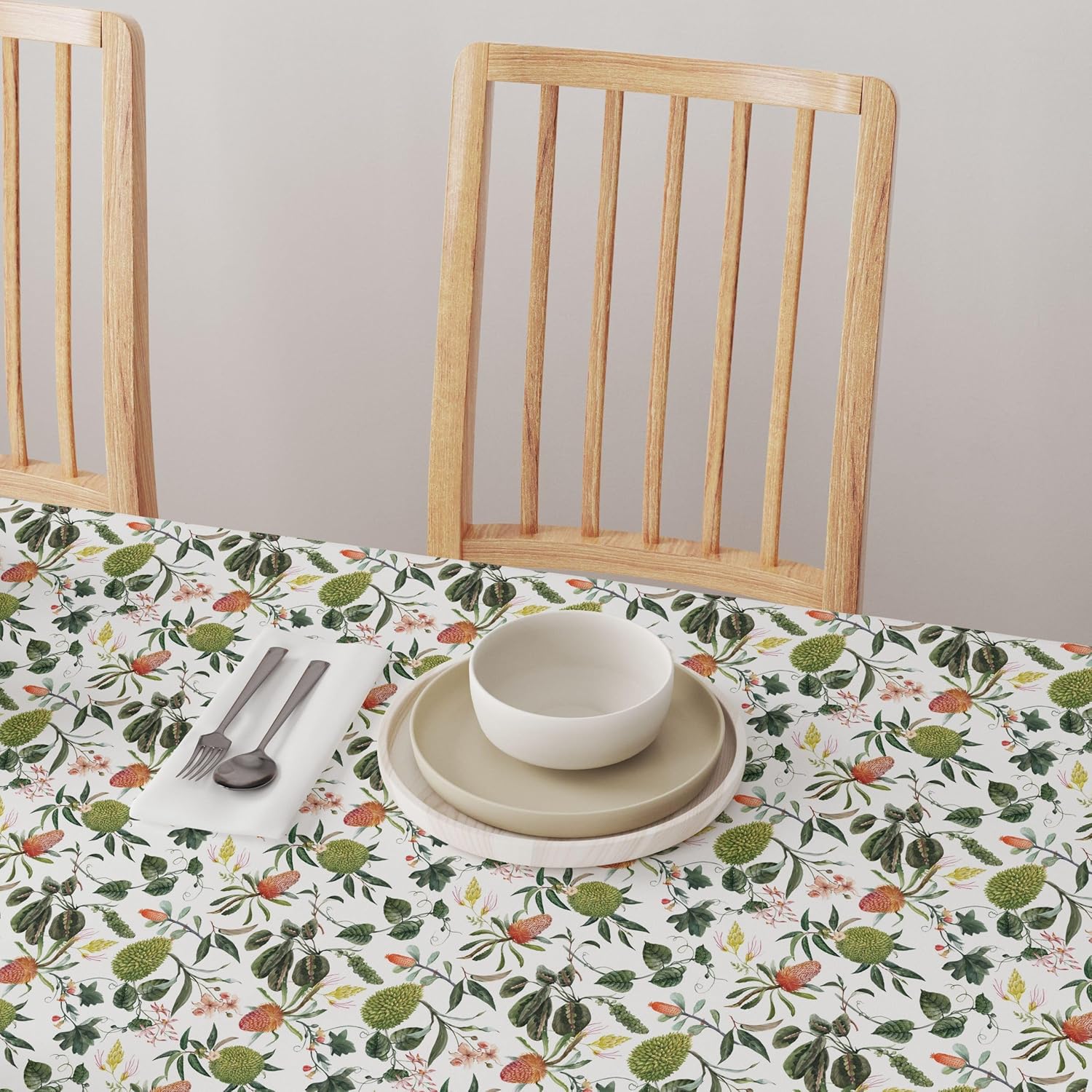 Fabric Textile Products, Machine Washable, 100% Milliken Polyester, Tablecloths, Table Runners, Napkins, & Outdoor Tablecloths, Tropical Flowers & Leaves (Outdoor 60" x 120")