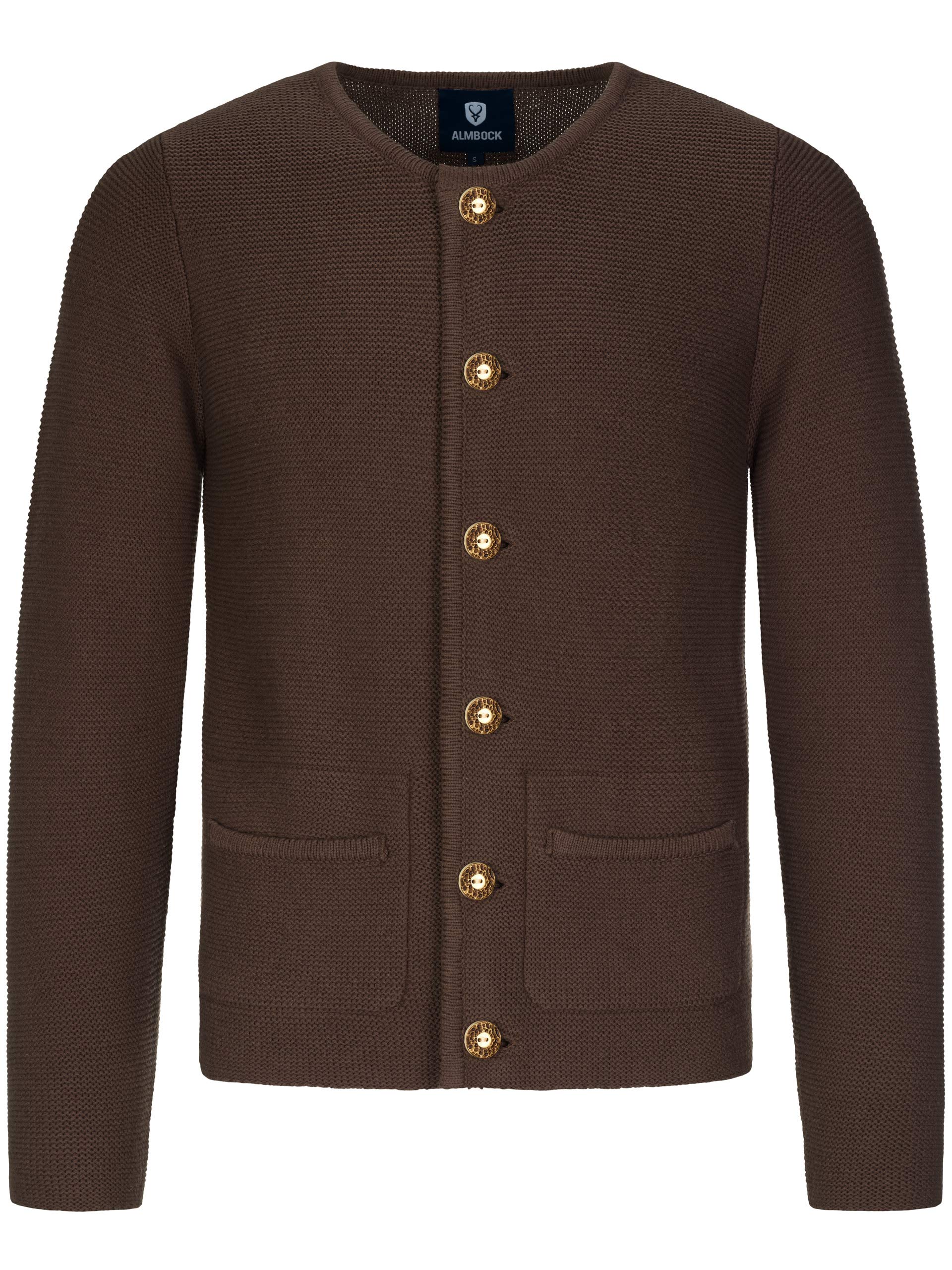Almbock Strickjacke Herren - Cardigan für Männer in schwarz-anthrazit, braun, grau - Trachten Strickjacke - Größen S, M, L, XL, XXL, XXXL