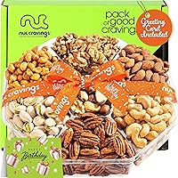 Vista 22 de NUT CRAVINGS - Cesta de regalo de frutas secas y frutos secos mixtos + cinta verde (7 surtidos, 2 libras) arreglo de alimentos, paquete de cuidado