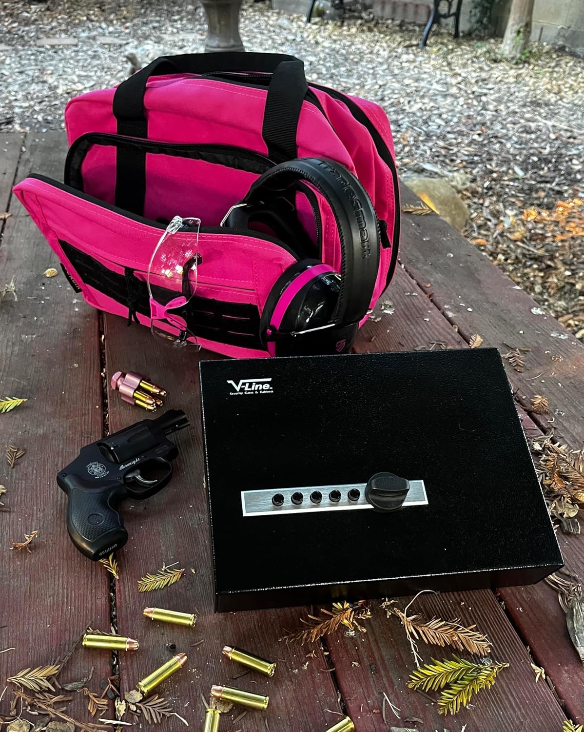 V-Line Compact Keyless Gun Safe, CA DOJ Certified Portable Quick Access Pistol Safe for a Handgun and Ammo. Mechanical Lock. Great for Single Handgun When Traveling.
