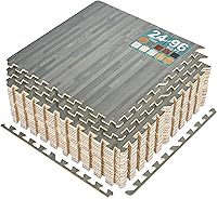 Vista 26 de Sorbus Losetas de suelo de madera veteada, esteras de espuma EVA entrelazadas, losetas de 3/8" de grosor para suelos de madera, esteras de ejercicio