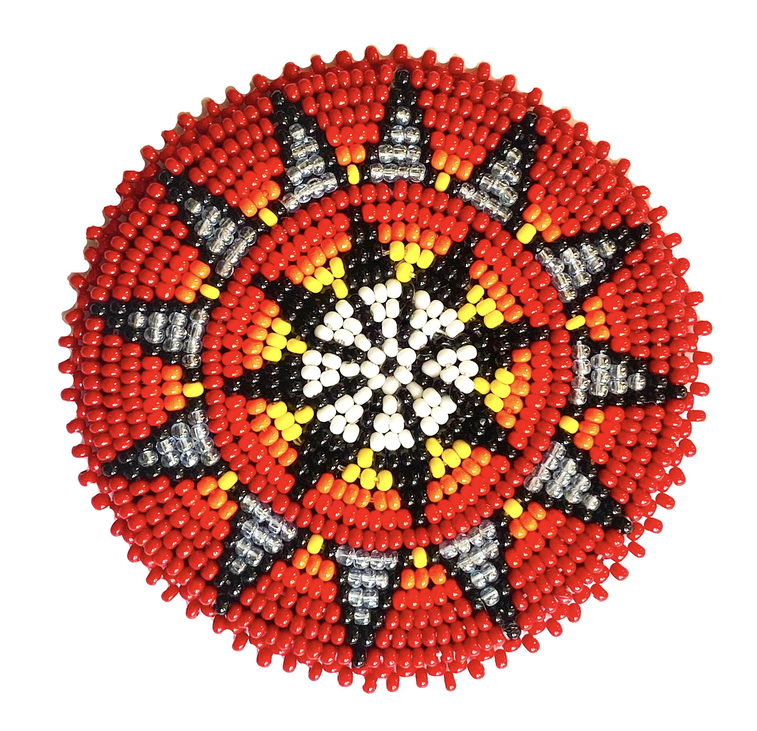 Native American Rosette Patterns Barrette Beaded Rosette With Quills