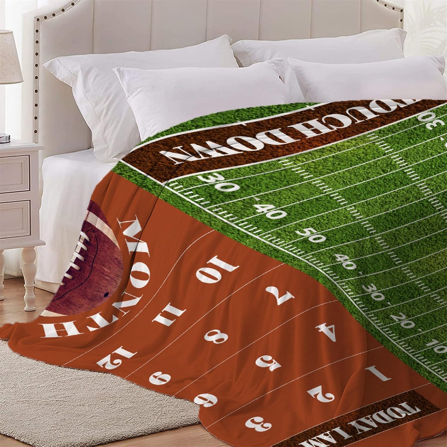 Football Theme Monthly Baby Milestone Blanket for Boy Girl, Personalized Baby ​Super Soft Flannel Fleece Blanket for Newborn Baby Gifts S 50"X40" for Kid