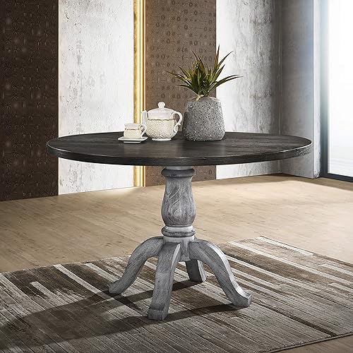Miniatura 2 de Roundhill Furniture Iris - Juego de comedor de 5 piezas, color blanco desgastado y gris