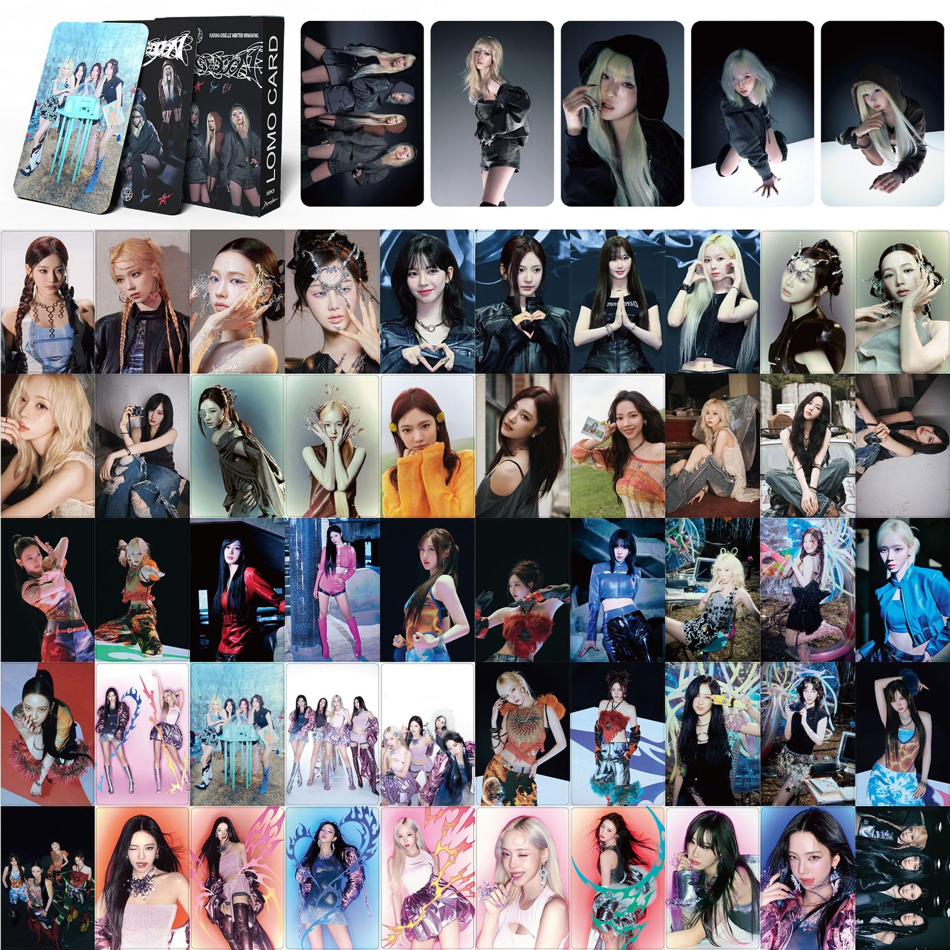 ZRHMCJEN 55Pcs Aespa Photocards Supernova Aespa Armageddon Cards New Album Photocard Aespa Pcards for Fans