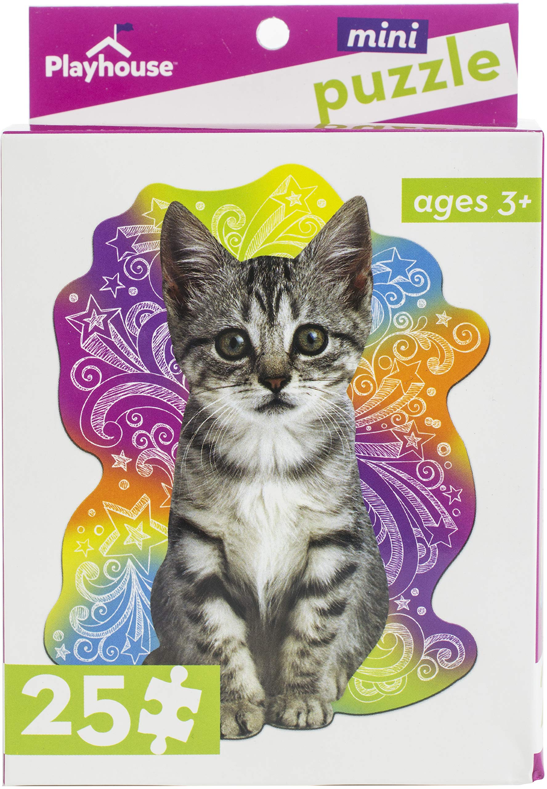 Playhouse Tabby Kitten 25-Piece Die-Cut Shaped Mini Puzzle for Kids
