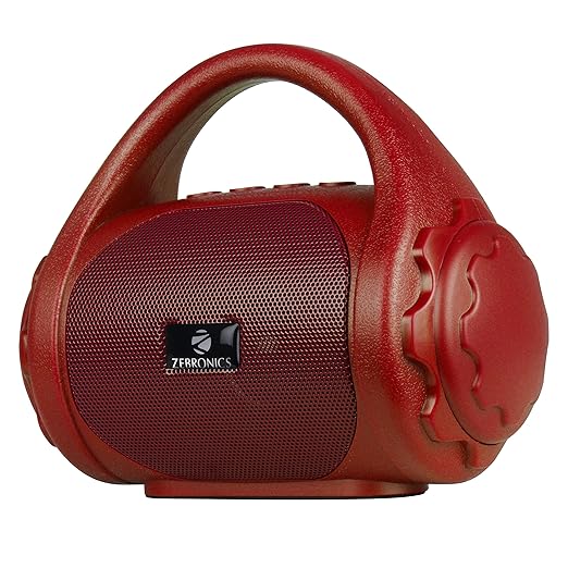 Zebronics ZEB-COUNTY 3W Wireless Bluetooth Portable Speaker With Supporting Carry Handle, USB, SD Card, AUX, FM & Call Function (Red)