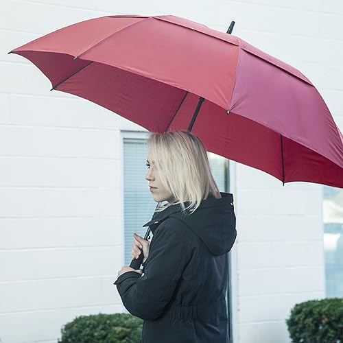 Vista 17 de Paraguas de golf abierto automático de 62/68 pulgadas, extra grande, ventilado, resistente al viento, impermeable, doble toldo Azul marino