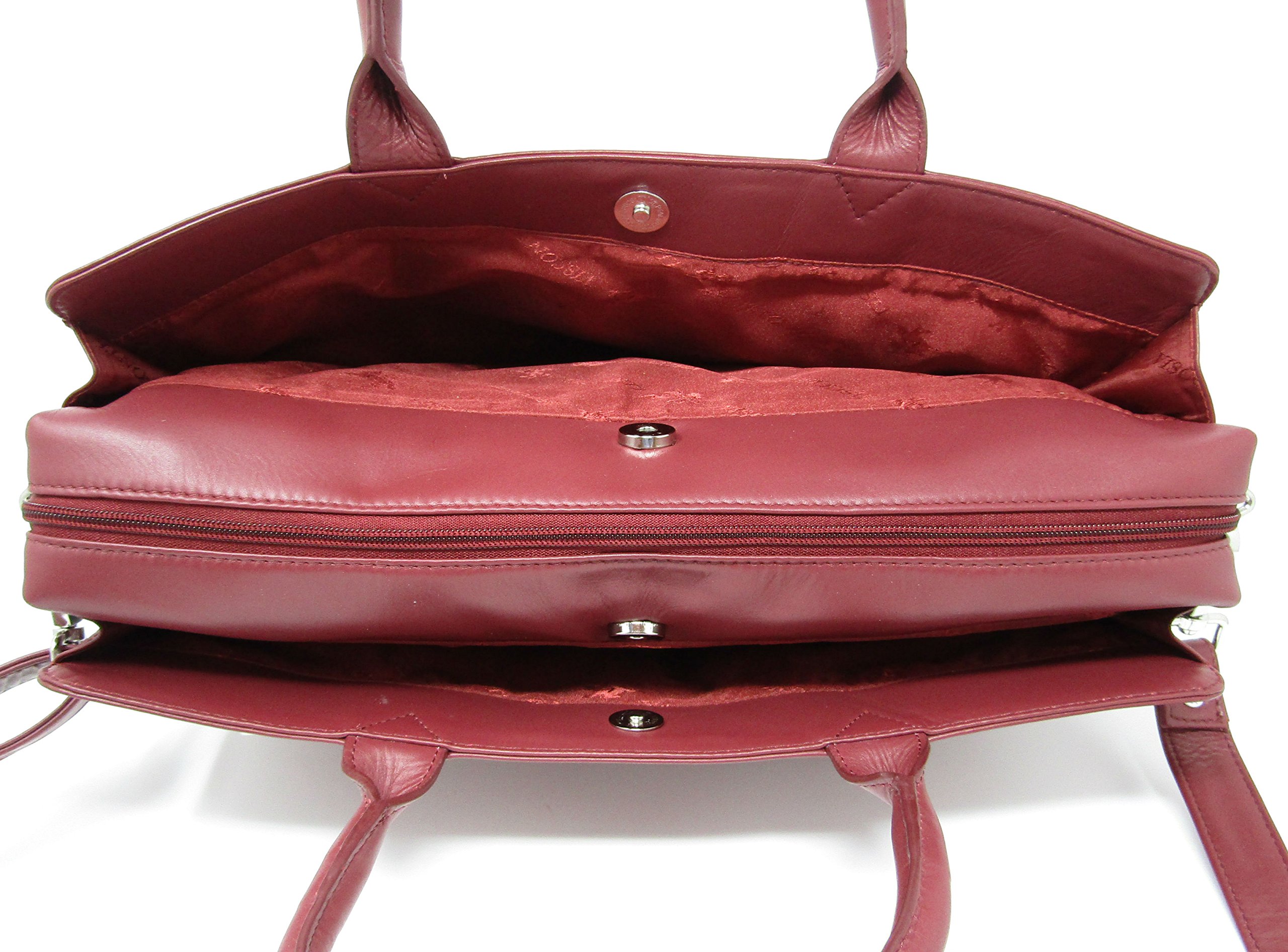 Briefcases New Ladies Visconti Dark Red Leather Briefcase Laptop Bag RFID Blocking Style 18427