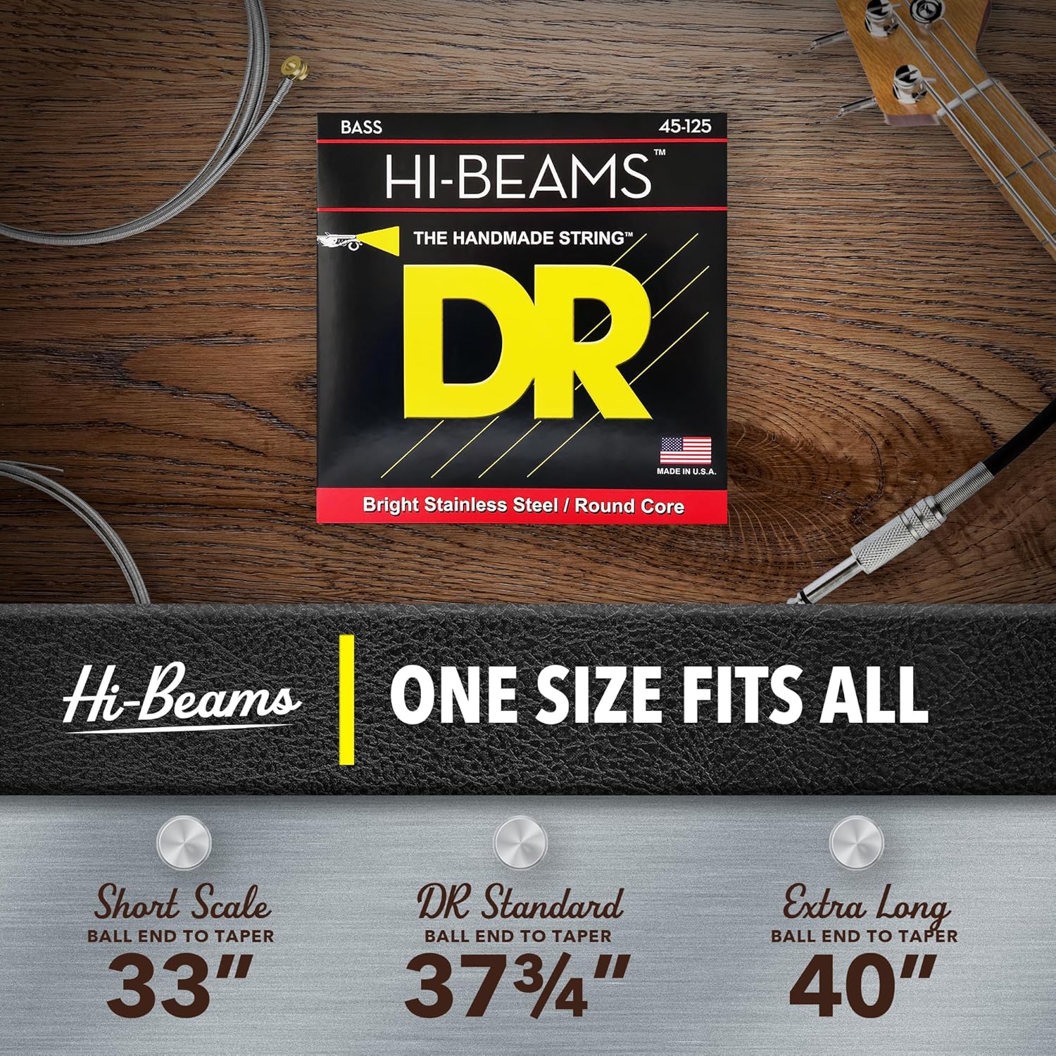 DR Strings MR5-45 Hi-Beam Stainless Steel Medium 5-String Bass Strings