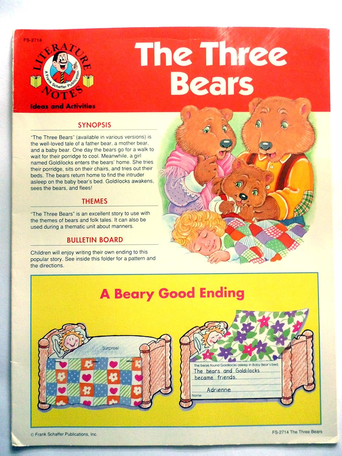 Frank Schaffer Literature Notes - Ideas and Activities: The Three Bears ...