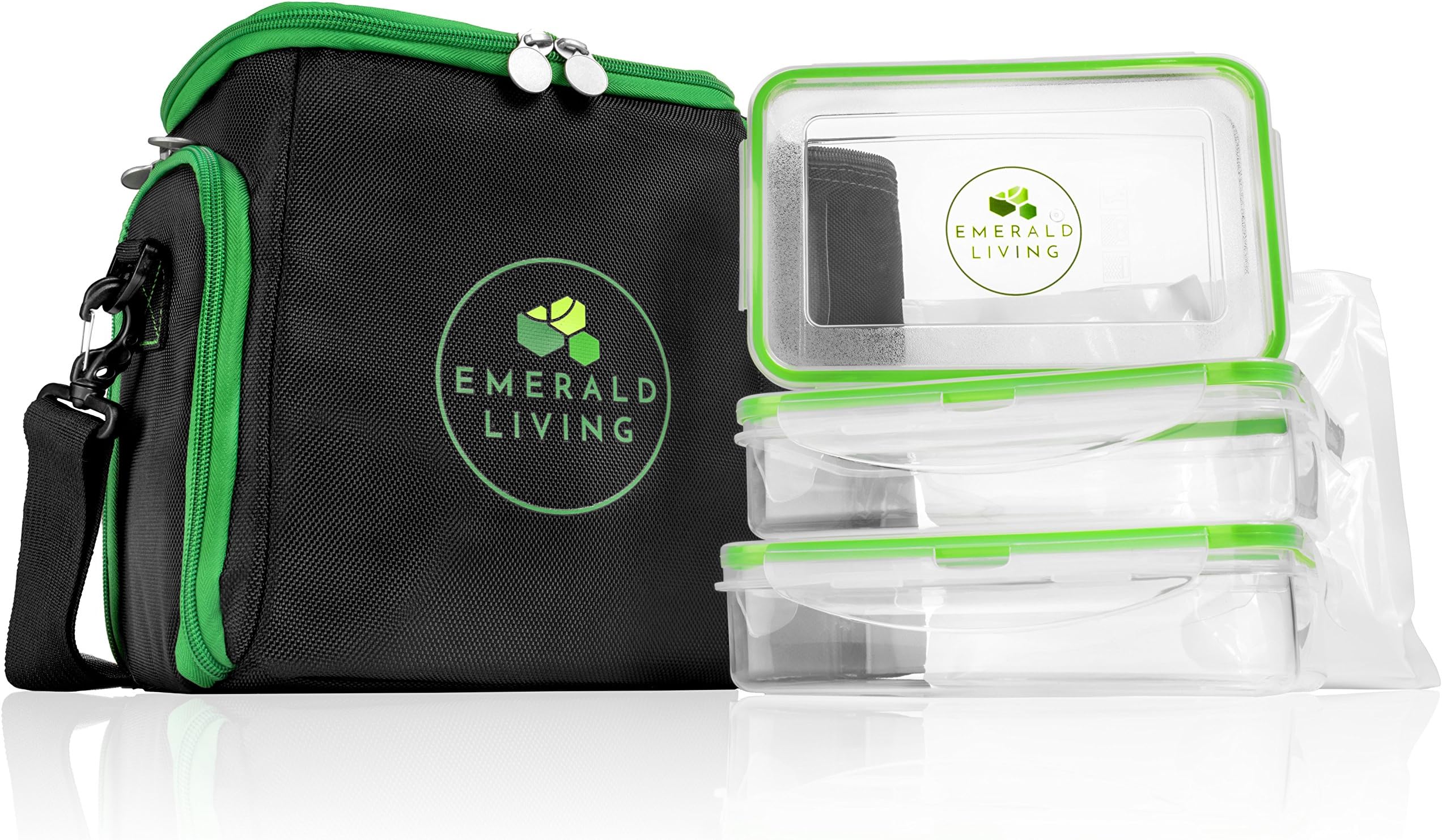 Meal Prep Bag with Containers. 3-Pack & 2 Cooler Gel Packs. Work, School, Travel Lunch Tote. Shoulder Strap, Multiple Storage Pockets. Reusable, Stackable Portion Control Boxes