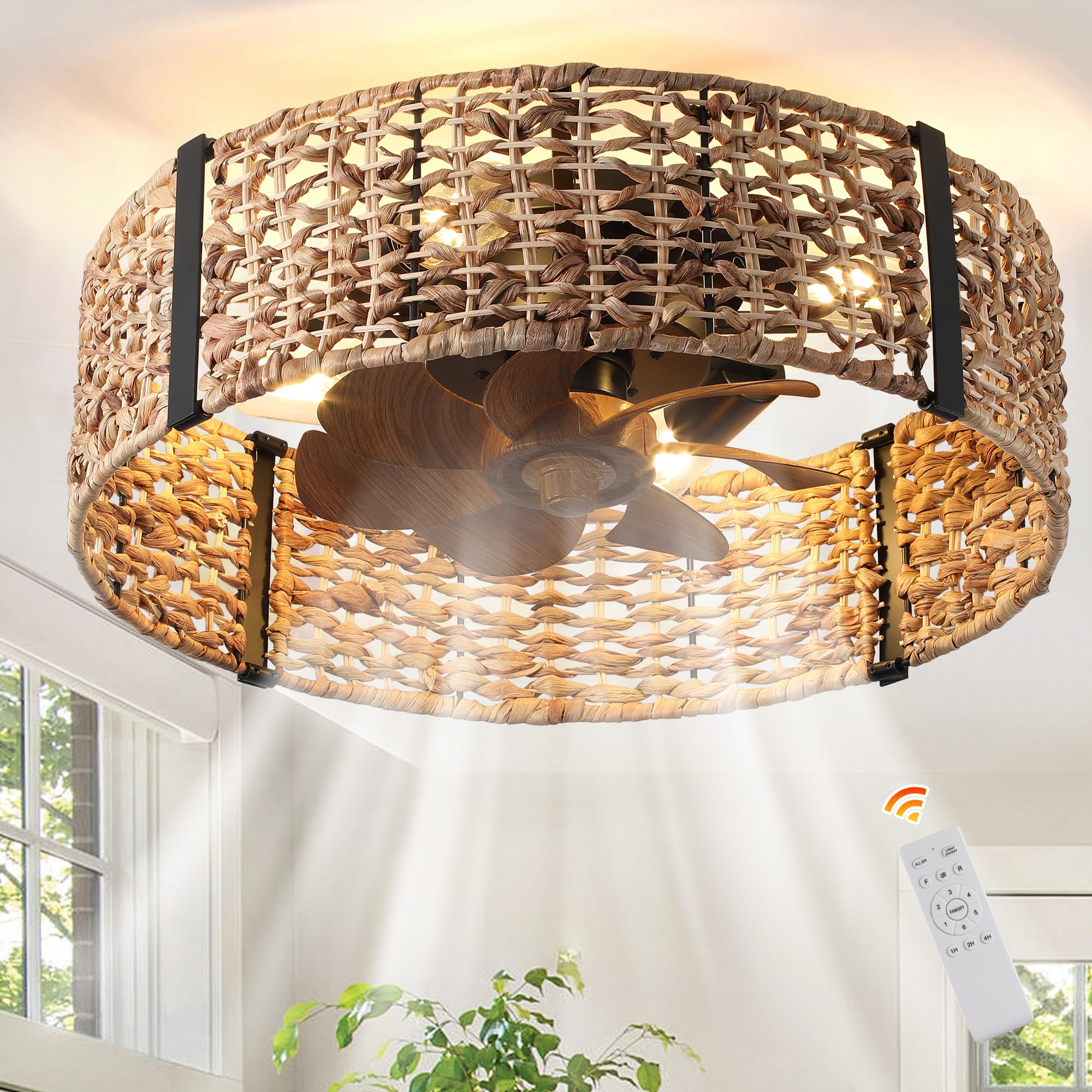 Ganeed 20 Inch Boho Fandelier Ceiling Fan with Light