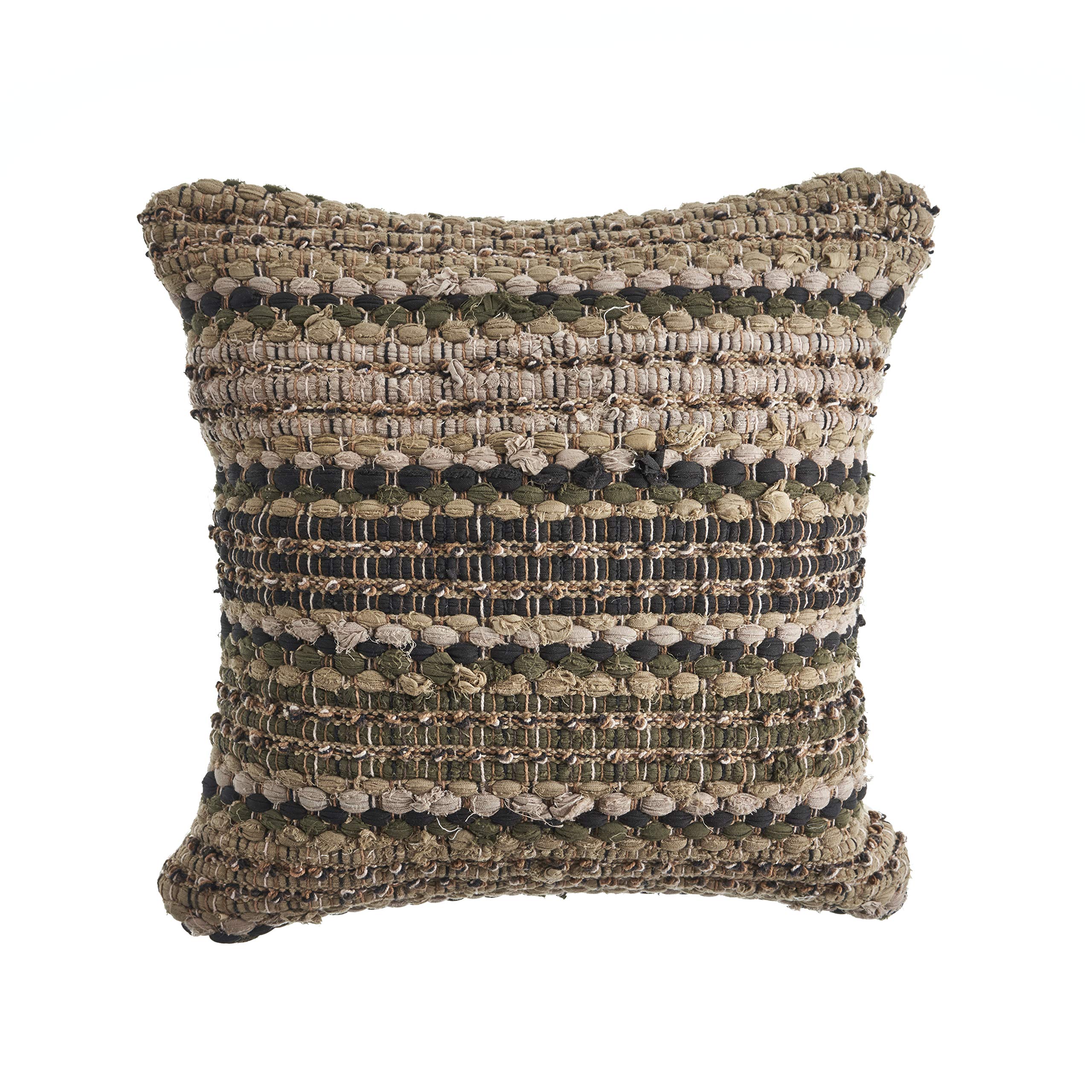 LR Home LR07359-BBNIIPL Khaki Chevron Striped Throw Pillow 18" x 18" Beige/Brown