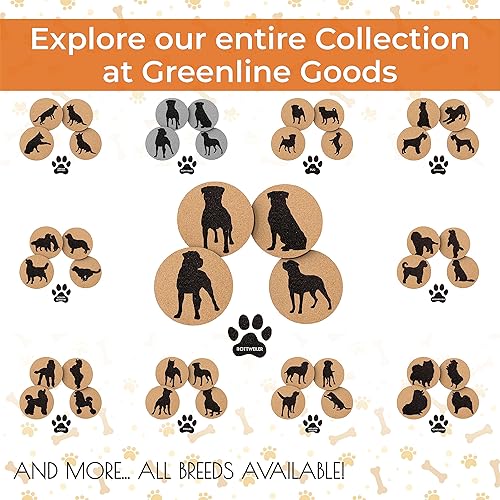 Miniatura 6 de Rottweiler Lovers - Posavasos de corcho para bebidas - Juego de 4 posavasos para perros con parte inferior protectora - Posavasos decorativos