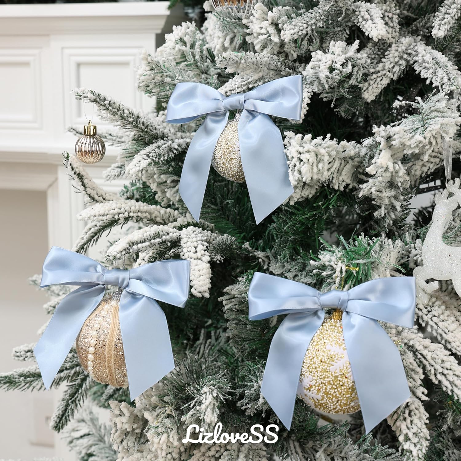 Dusty Blue Satin Ribbon Twist Tie Bows 5 Inch Pre-Tied Blue Gift Bows for Crafts, Treat Bags, Party Favors, Wedding, Baby Shower, Candy Apple, Christmas Tree (36 Pack) - Image 2