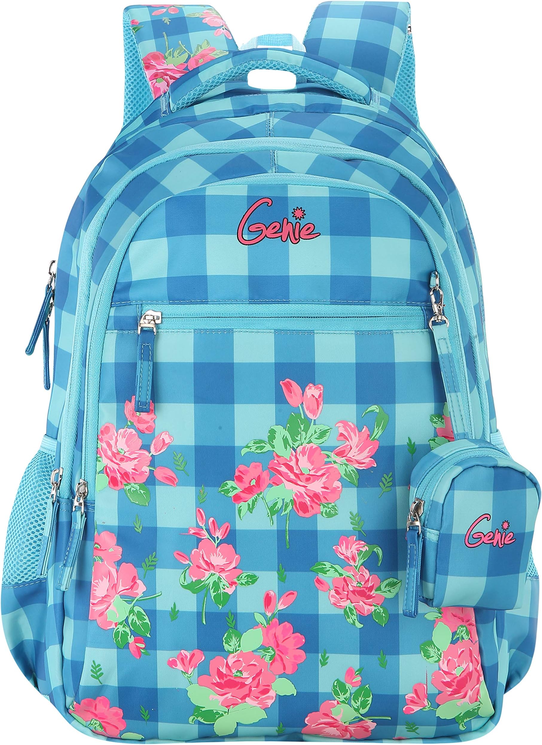 Genie Primrose School Bag for Girls, 17 inch Backpack for Women, 3 compartments Water Resistant Stylish and Trendy College School Backpack for Girls