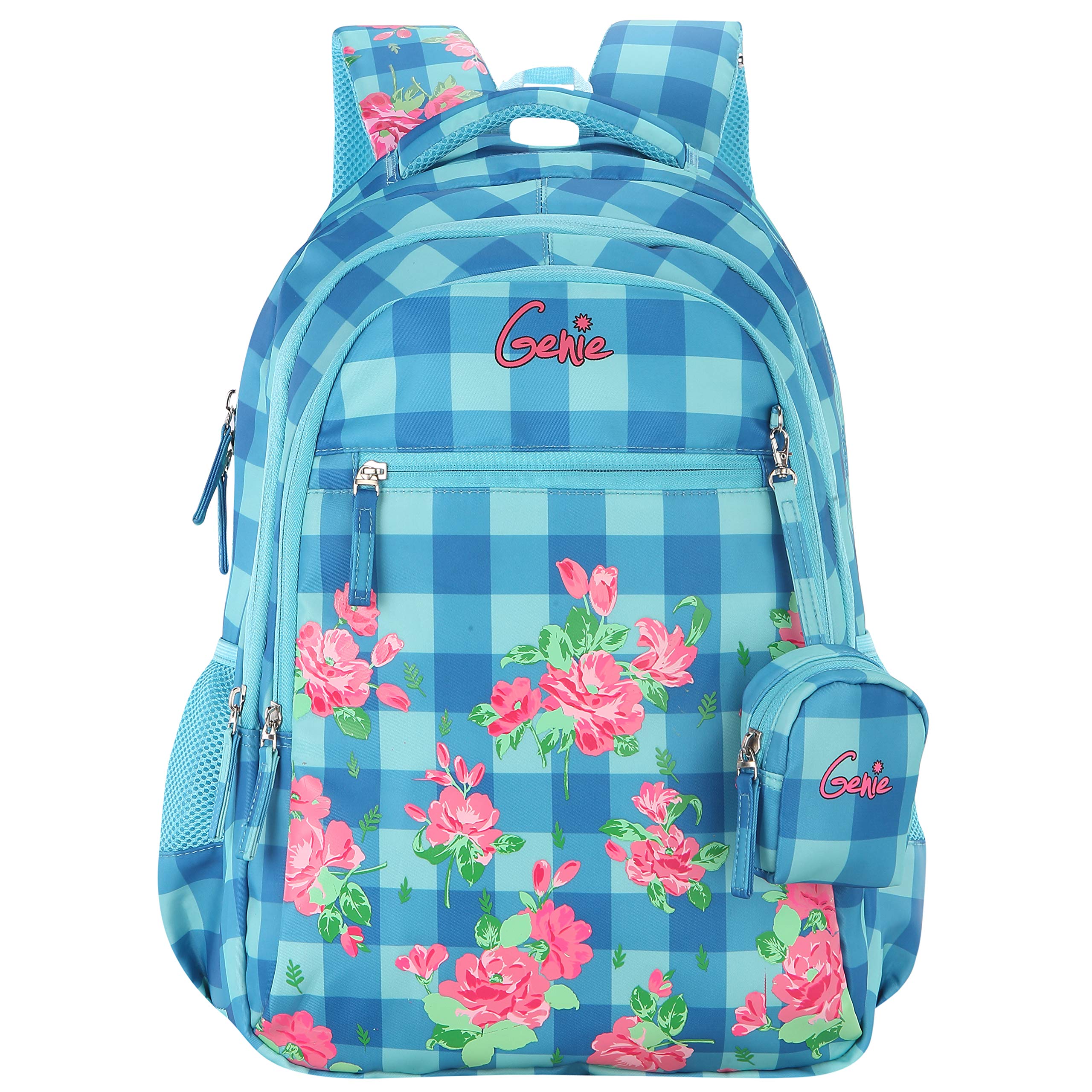 Genie Primrose School Bag for Girls, 17 inch Backpack for Women, 3 compartments Water Resistant Stylish and Trendy College School Backpack for Girls