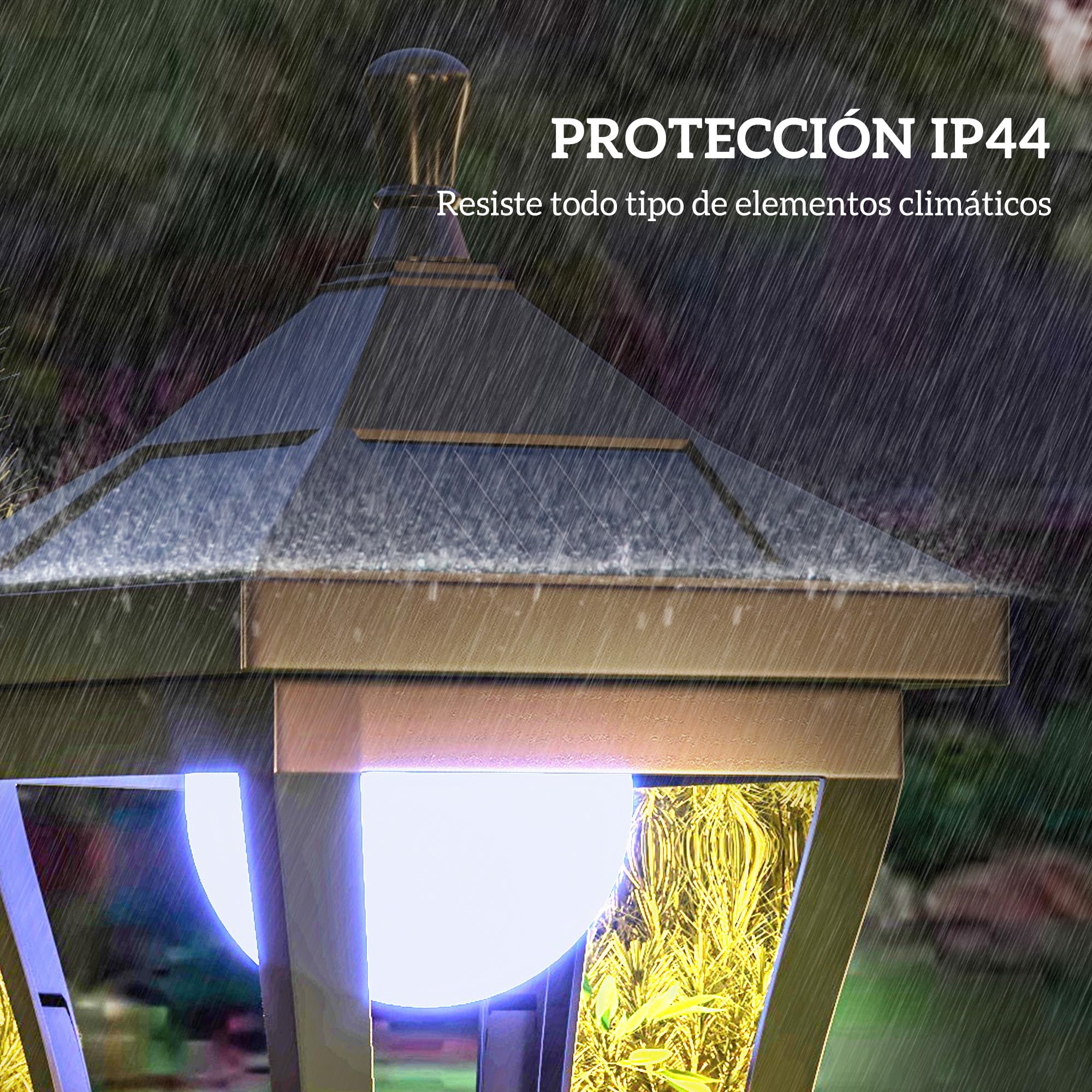 Outsunny Farola Solar Luz Solar de Exterior con Panel Solar Encendido y Apagado Automático IP44 para Terraza Patio 15x15x127 cm Negro