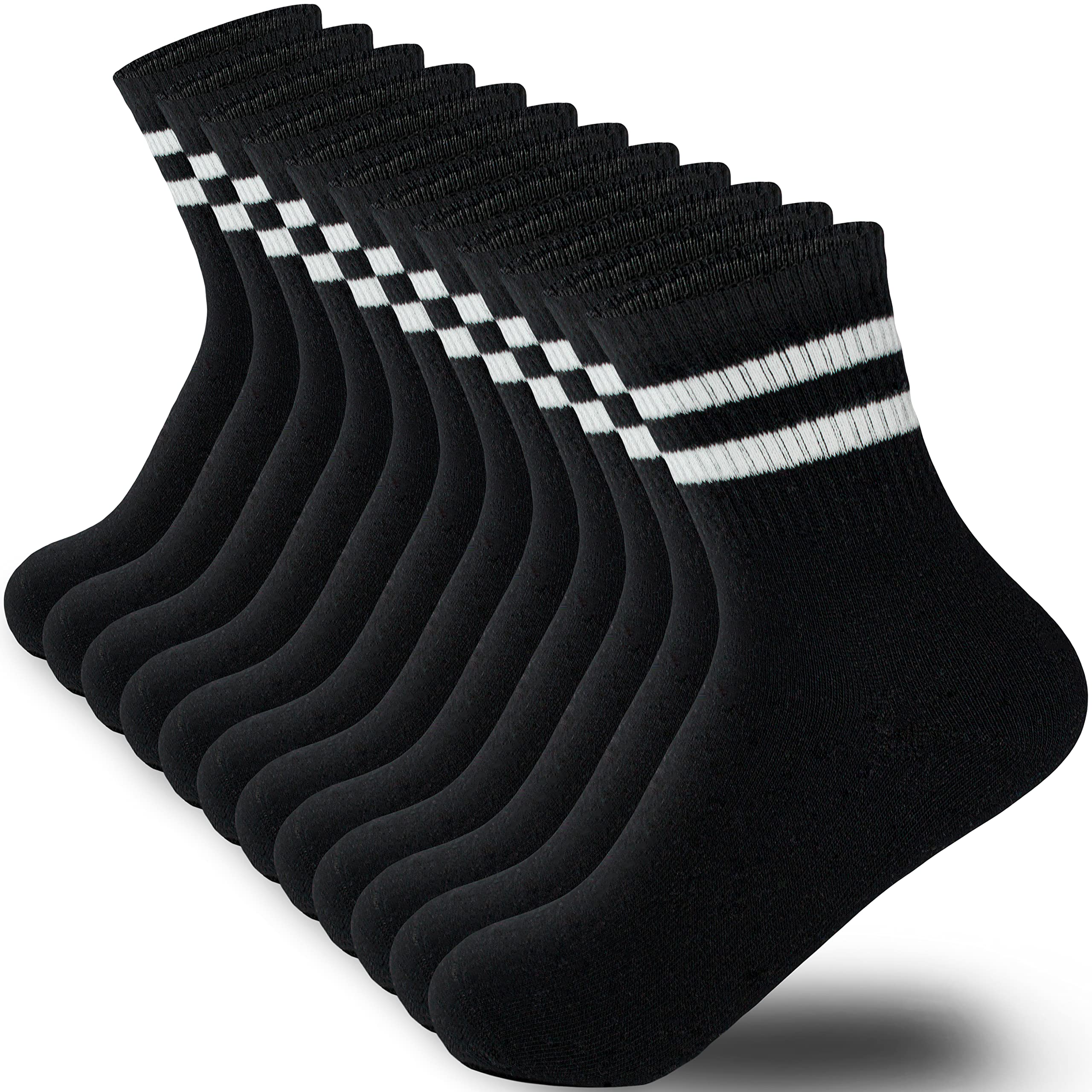 MARRON SMITH Cotton Stripe Socks Women & Men Black White S 6 Pairs