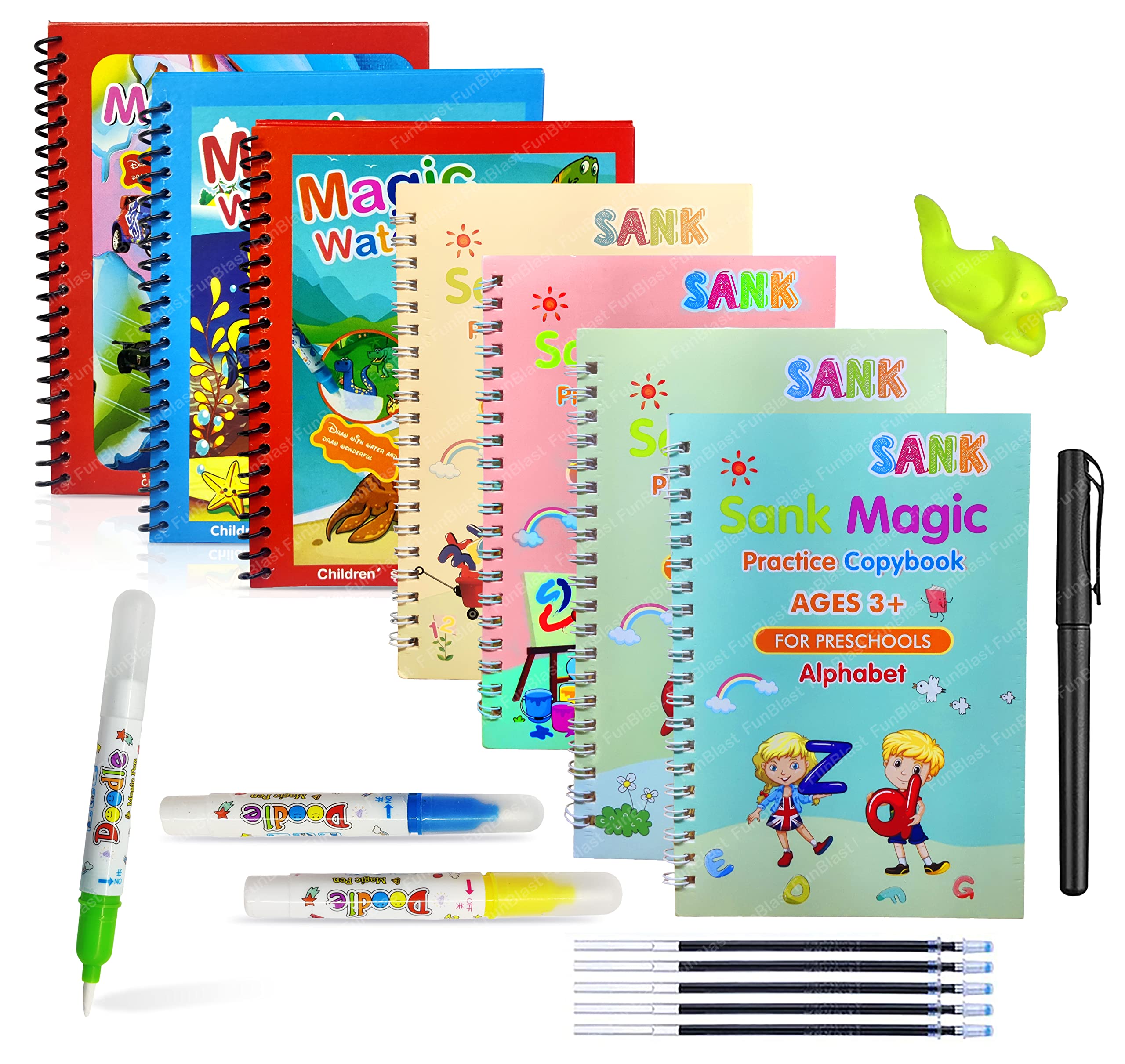 FunBlast Magic Water Painting Book with Sank Magic Practice Copybook Combo Kit for Kids – 16 Pcs Reusable Water Painting and Hand Lettering Set for Kids, Water Coloring Drawing Sheets for Kids (B0C33NNLTX) Amazon Price History, Amazon Price Tracker