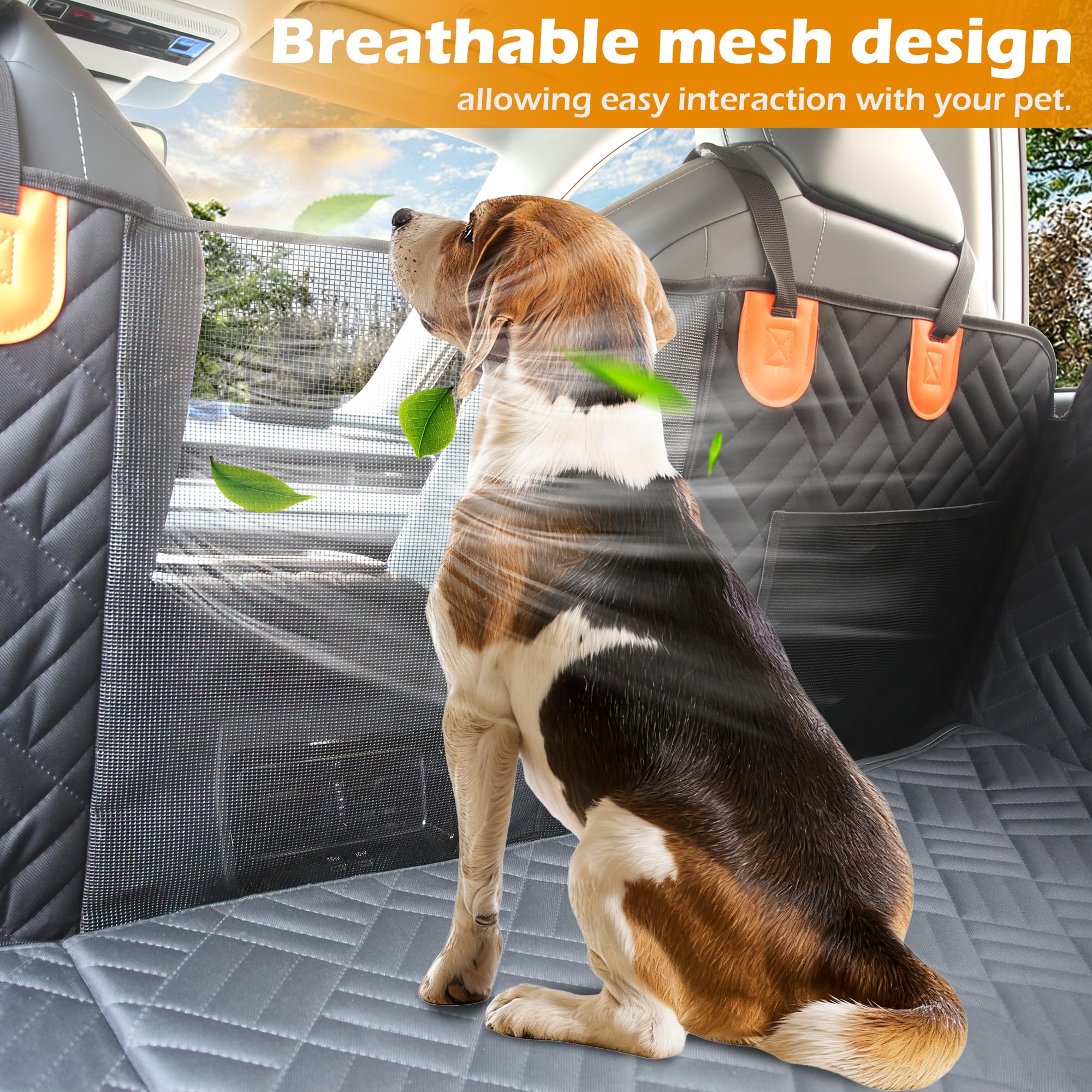 Arcoche Funda de asiento de coche para perro, hamaca resistente al desgarro para asiento trasero de coche, carga máxima de 195 kg, parte inferior dura, extensor impermeable para mascotas con ventana