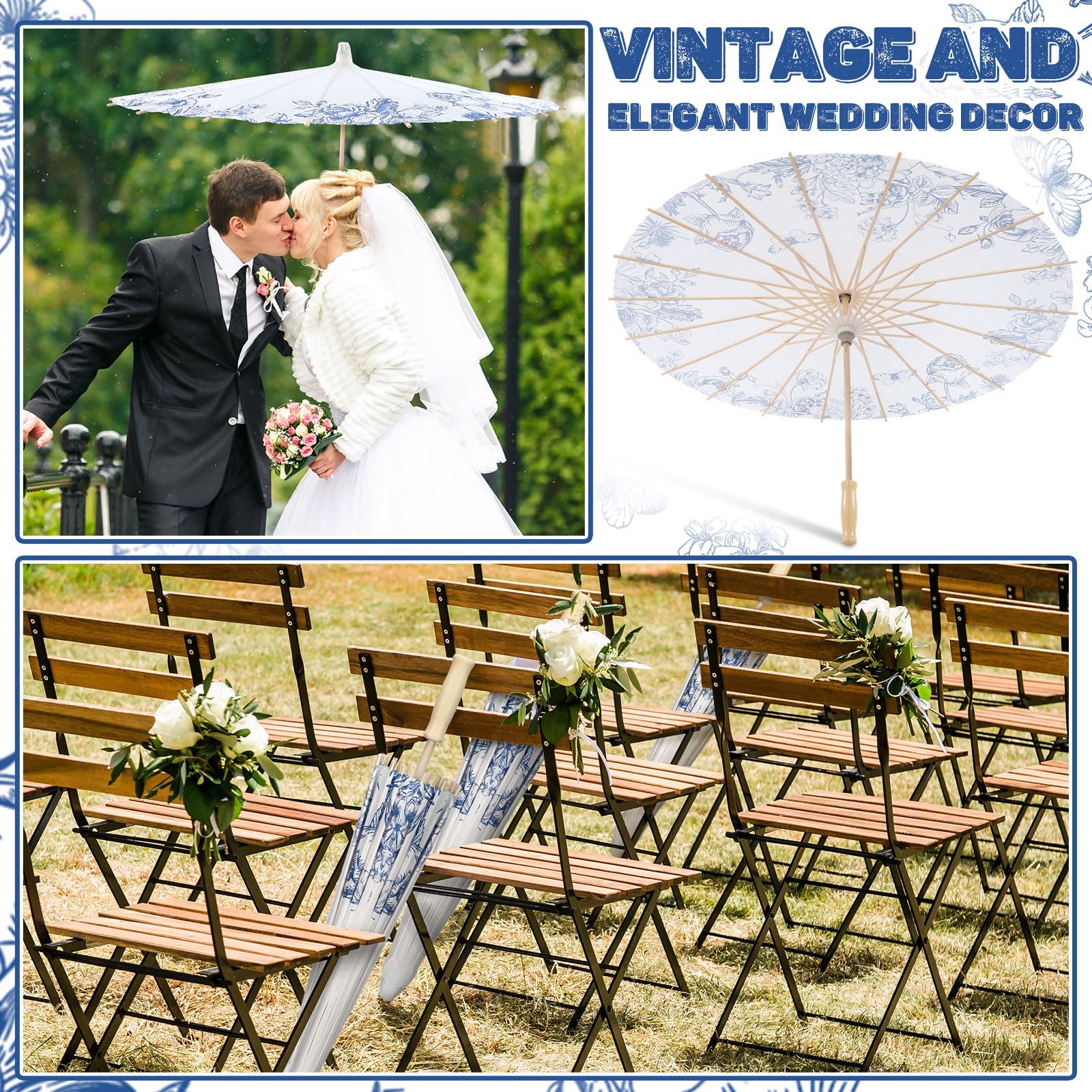 Papierschirme für Hochzeit, 59,9 cm, chinesischer japanischer Sonnenschirm, Vintage, dekorativer Sonnenschirm für Brautparty, Tee