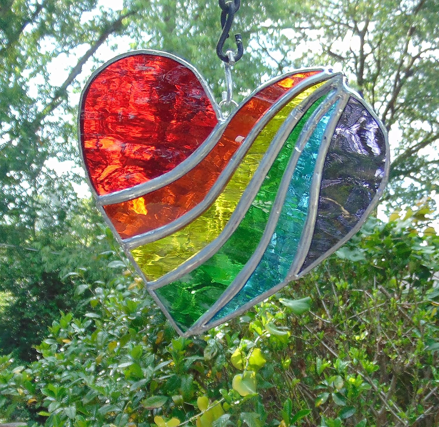 Rainbow Heart Handmade Stained Glass Sun Catcher
