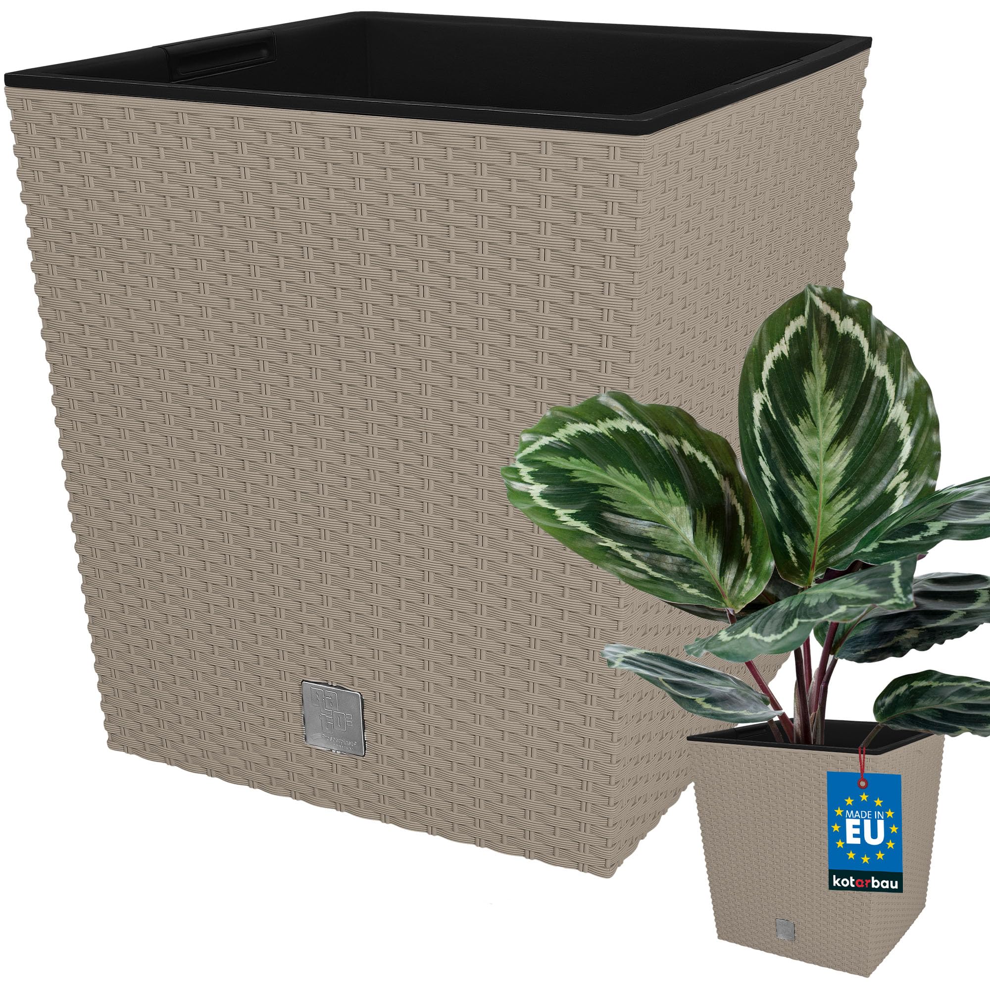 KOTARBAU® Macetero con Maceta Interior, 260 mm, Ratan sintético, Antracita - Gris Oscuro, Maceta Rato con patrón de Trenzado Que imita el Mimbre, Maceta Interior separada, extraíble, Cesta — view 34