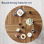 IDEALHOUSE Dining Table, Kitchen Table, Round Table for Kitchen, Round Dining Table for Dining Room, Walnut(Table Only, 47 Inch)