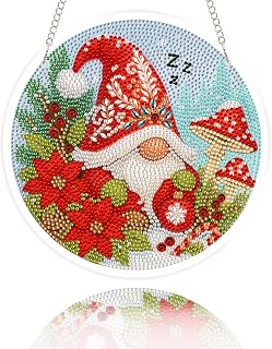 Eiflow Glass Hanging Diamond Art Kit for Adults Christmas, DIY Stained Glass Diamonds Painting Door Hanging Board Kit, Crystal Diamond Art Painting Pendant Ornament Full Drill