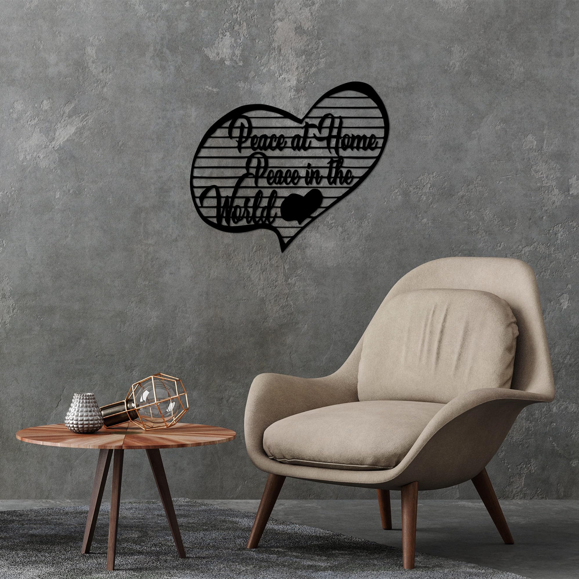 Stylish Black Decorative Metal Wall Accessory, 58 x 68 cm, 100% Metal, 1.5 cm Thickness, Perfect for Modern Home Decor & Unique Wall Art
