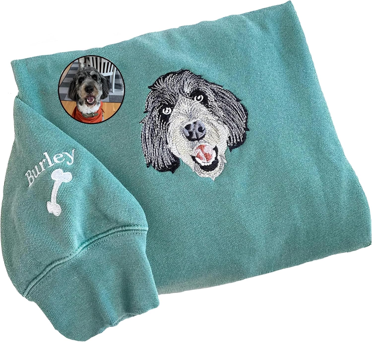 NAZENTI Custom Photo Pet Embroidered Sweatshirt, Custom Dog Face Embroidered Sweatshirt, Dog Mom Sweater,Cat Sweater