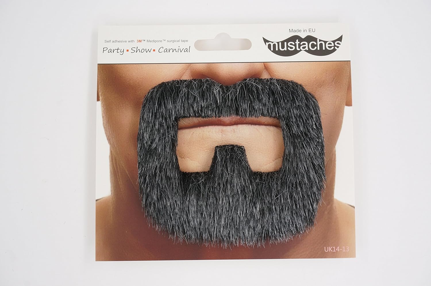 Mustaches Self Adhesive Inmate Fake Beard, Novelty, False Facial Hair, Costume Accessory for Adults, Salt and Pepper Color : Clothing, Shoes & Jewelry