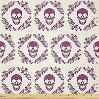 Vista 29 de Ambesonne The Yard, tela de jirafa estilo de dibujos animados que caminan entre árboles pequeños sobre fondo grunge, tema de sabana, tela de punto