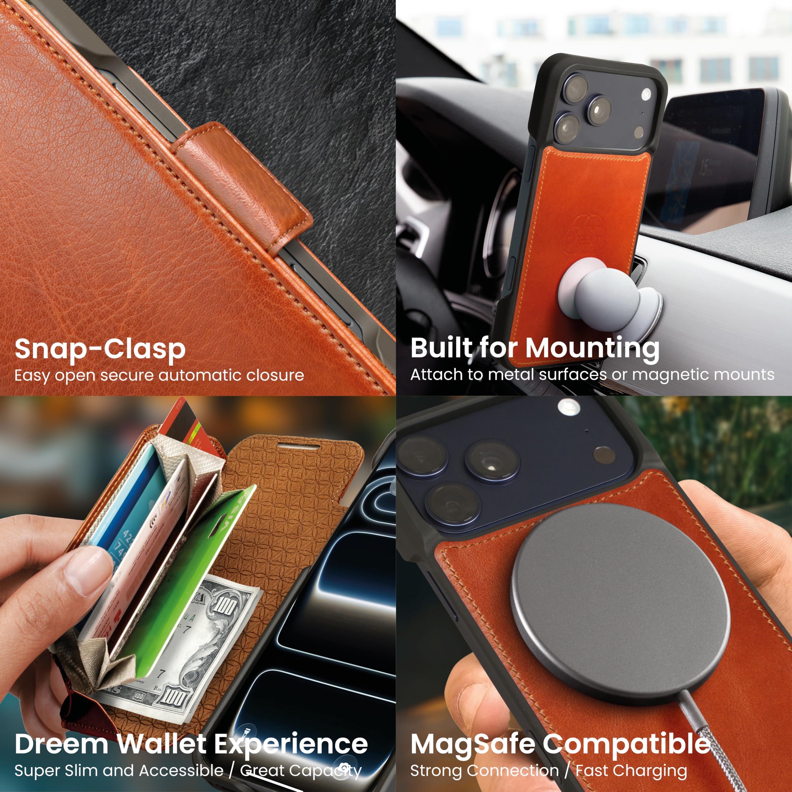 Amazon.com: Dreem Real Leather Wallet Case for iPhone 17 Pro