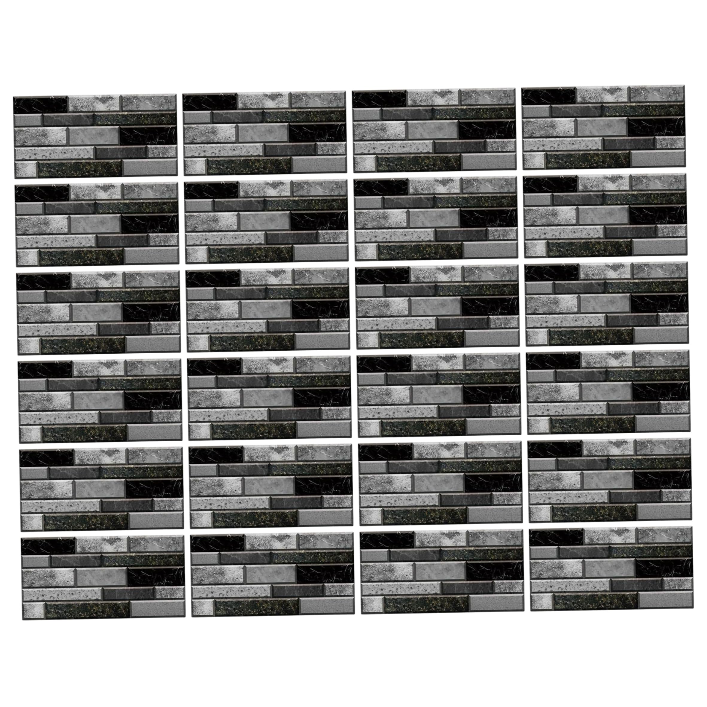 24pcs Kitchen Peel and Stick Backsplash, Waterproof Backsplash Tile, Vintage Black Gray 3D Visual Tile Stickers, 5.91×11.81inch