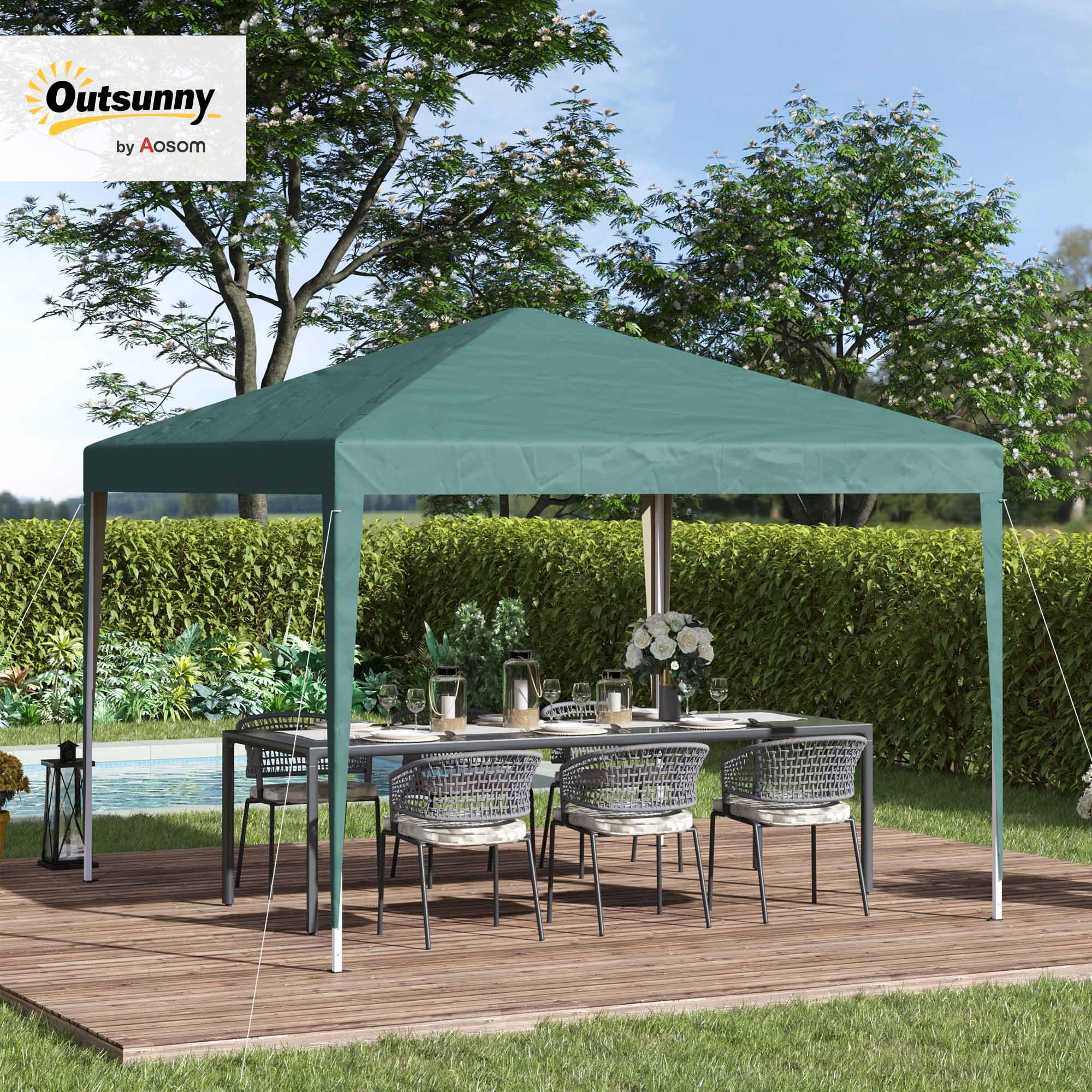 Outsunny Carpa Plegable Gazebo 3x3 m Cenador Plegable con Altura Ajustable en 3 Niveles Toldo Anti-UV y Bolsa de Transporte para Camping Fiestas Verde