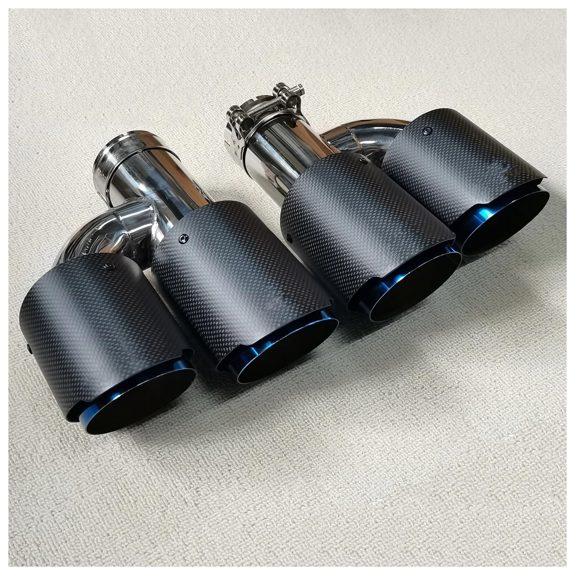 Extremo de Escape 1 Par Silenciadores Para Escape Universales, Tipo H, Con Doble Salida Punta de Tubo de Escape(70MM IN 114MM OUT)