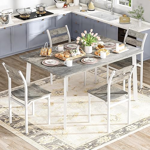 Miniatura 3 de DKLGG Juego de mesa de comedor para 4 mesas de comedor de 5 piezas, juego de mesa de cocina pequeña para 4 personas para cocina y comedor,