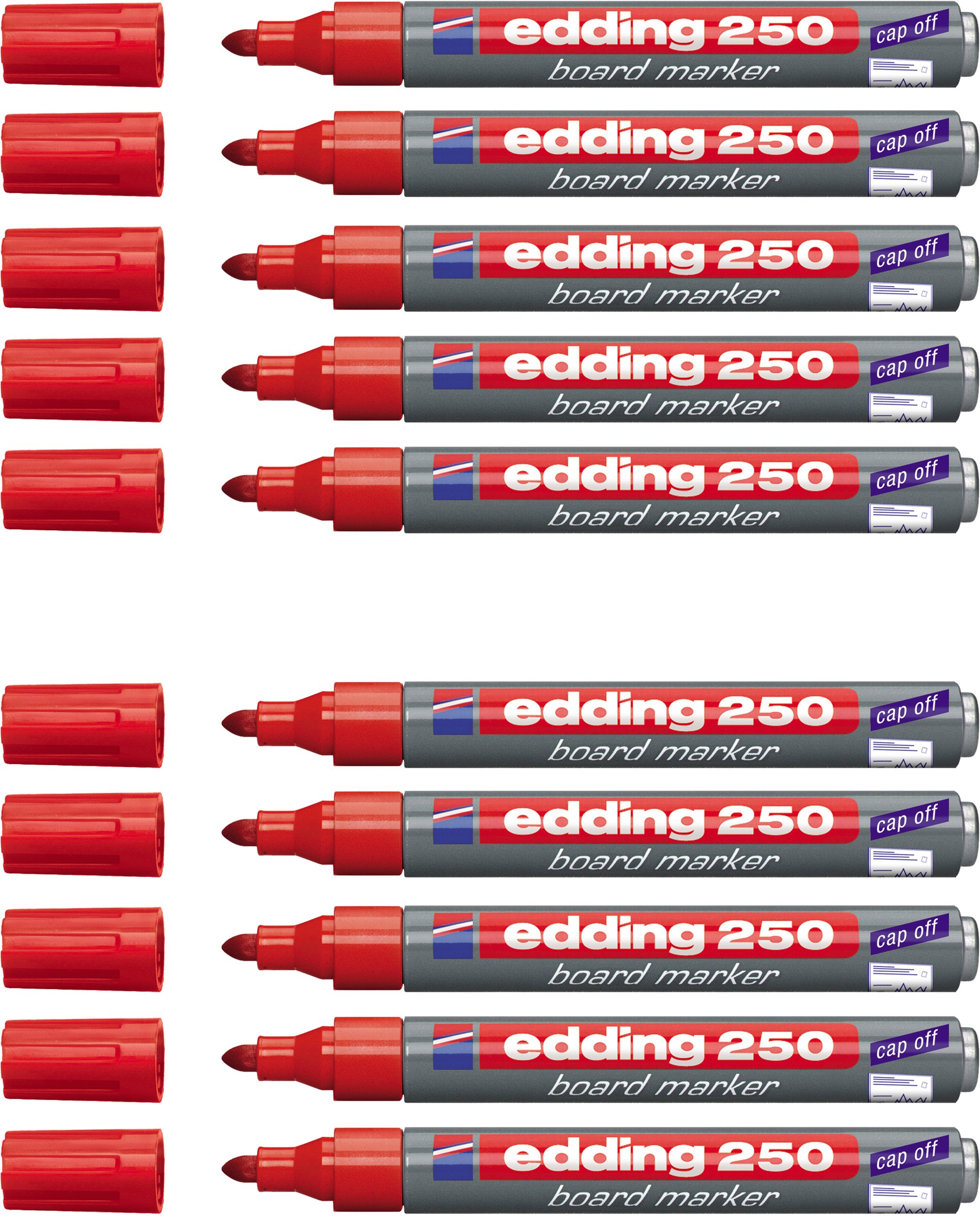 Edding Pennarello 250 Board, ricaricabile, 1.5 mm – 3 mm Rot