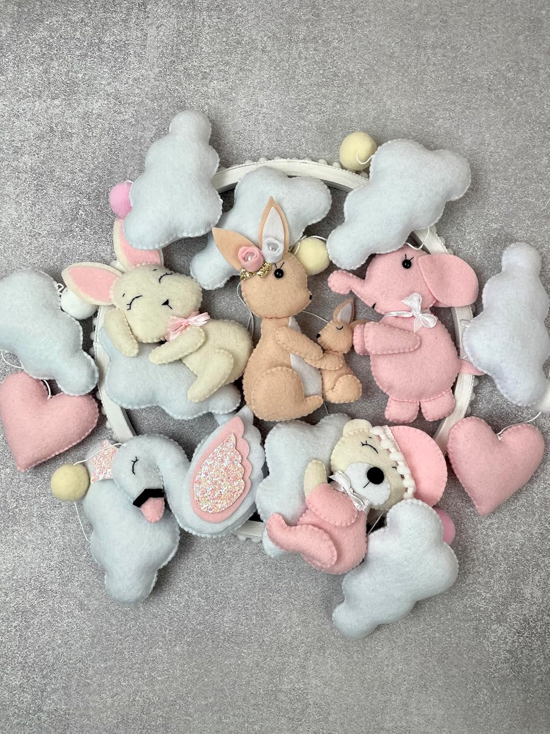 Bunny Baby Mobile for Crib Girl Bunny Nursery Decor Bear Mobile Cloud Star Mobile Pink Baby Mobile Felt Crib Mobile Baby Shower New Baby Girl Gift New Parents Gift