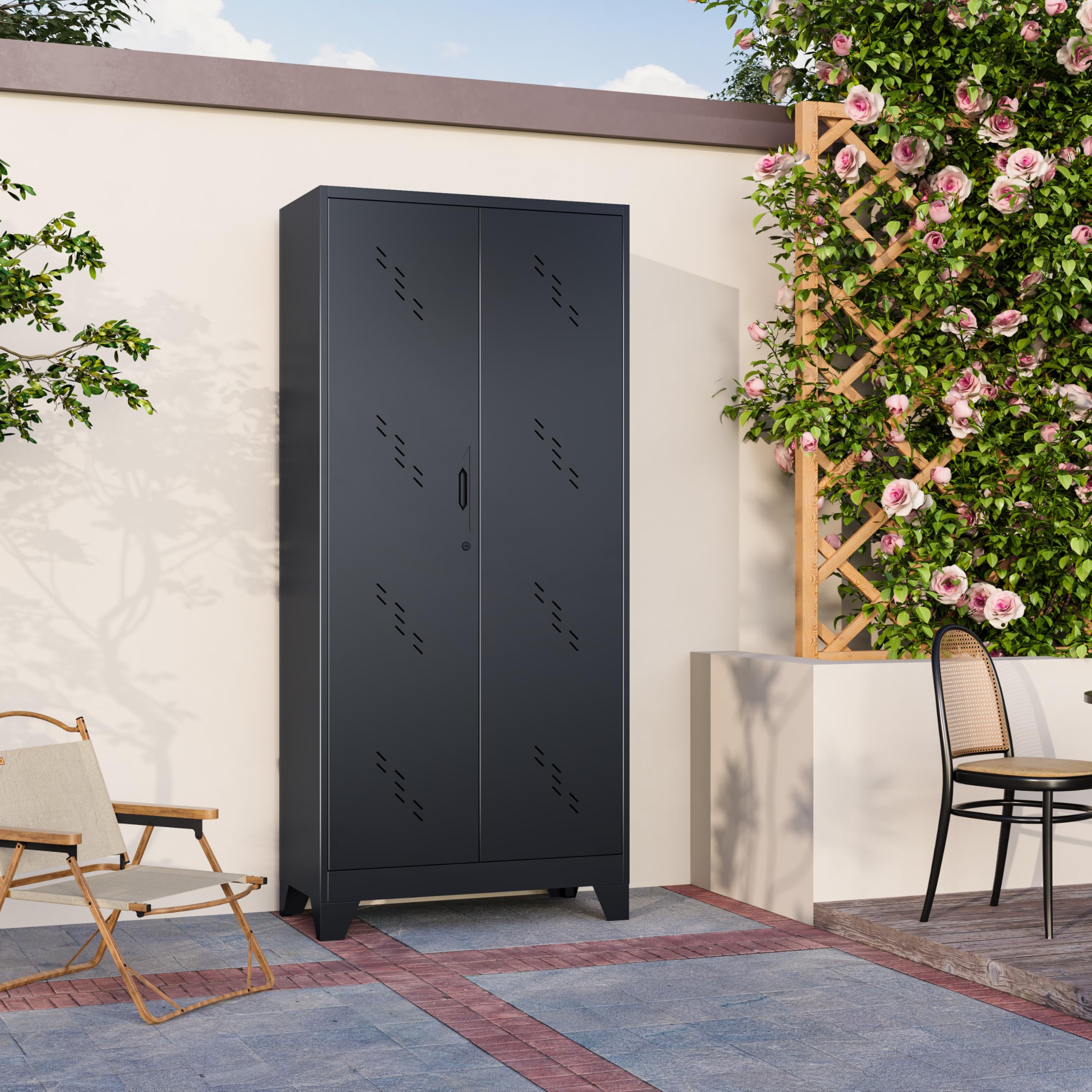 YILFANA Metal Storage Cabinet with Lockable Doors, 75