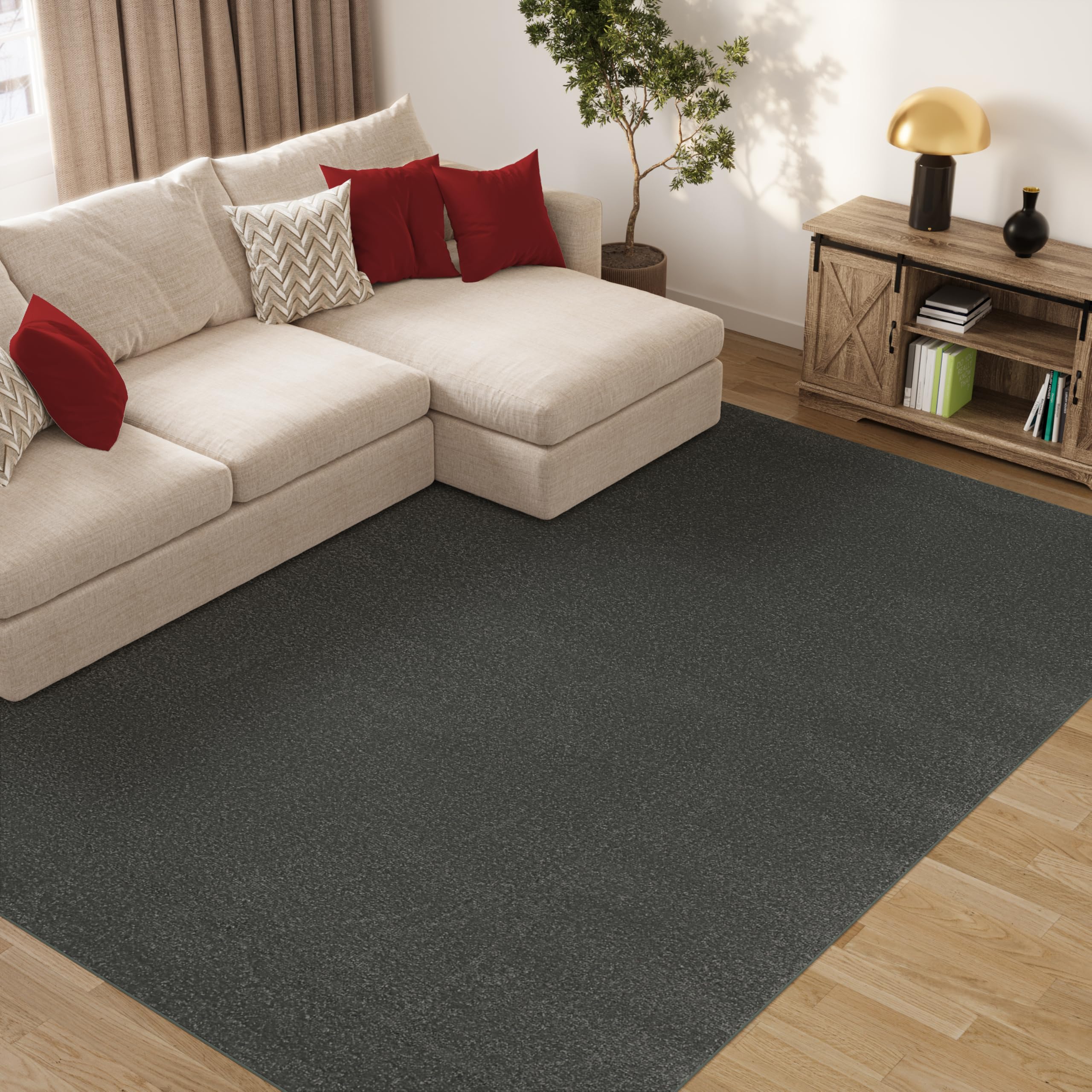 TAPISO Mono Teppich Kurzflor Indoor Outdoor UV-beständig Dunkelgrau Einfarbig Wohnzimmer Schlafzimmer Kinderzimmer Modern Design ÖKO-TEX 160 x 220 cm