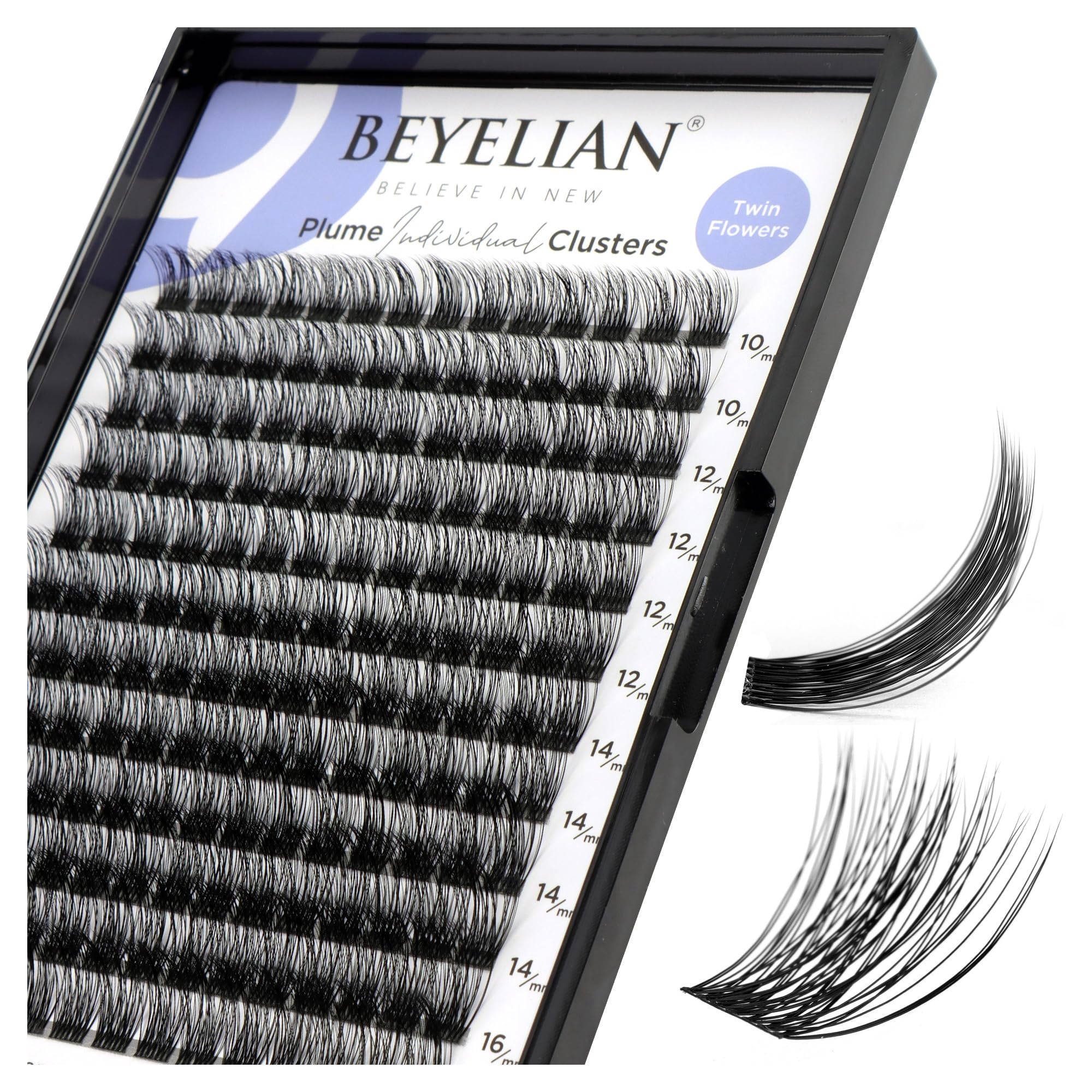 BEYELIAN Pestañas Postizas Cluster Lashes D Curl 168 Pcs DIY Pestañas Individuales Pestañas Postizas Naturales, Pestañas Postizas en Casa Black Super Thin Band Mix DIY Eyelash Extension(703)