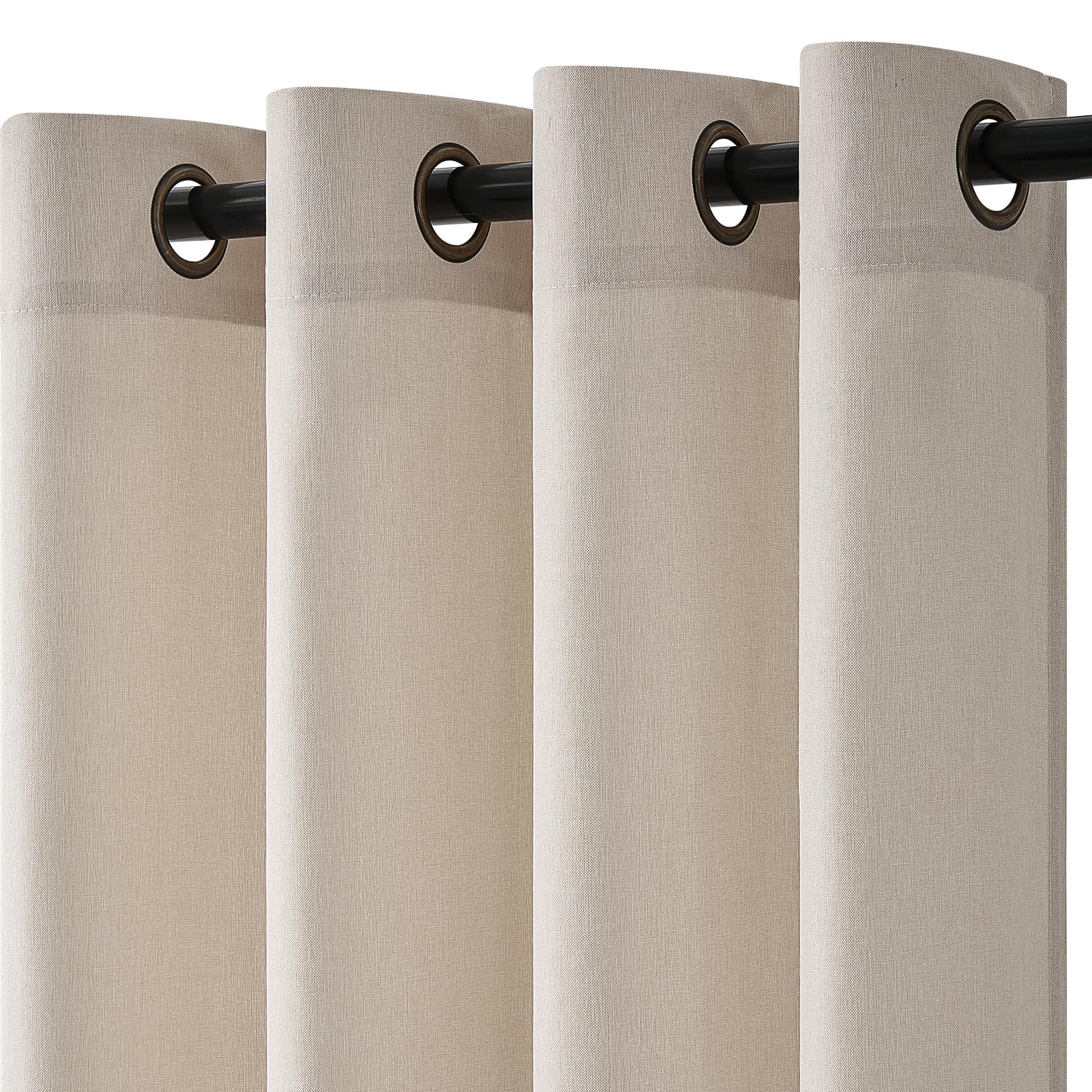 Topfinel Gardinen Boho Ösenvorhang 2er Textur aus Baumwolle und Leinen Gardinen mit Ösen Leinenvorhang Halbtransparent Linen Curtains for Wohnzimmer
