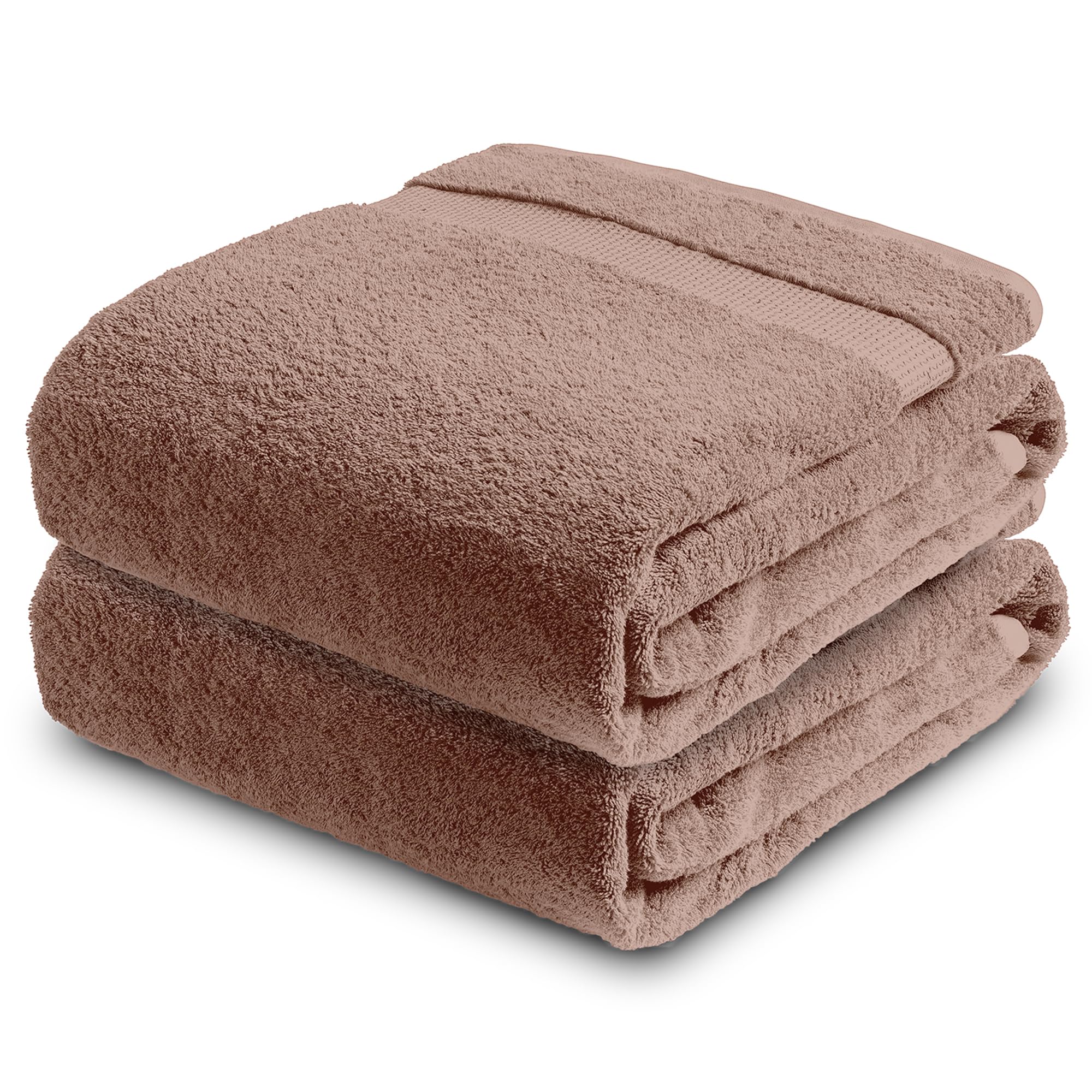 Towelogy® 100% Egyptian Cotton Super Jumbo Bath Sheet 100x180cm Spa Body Wrap Extra Large Bath Towel Hotel Quality Machine Washable (Peanut Brown, 2)